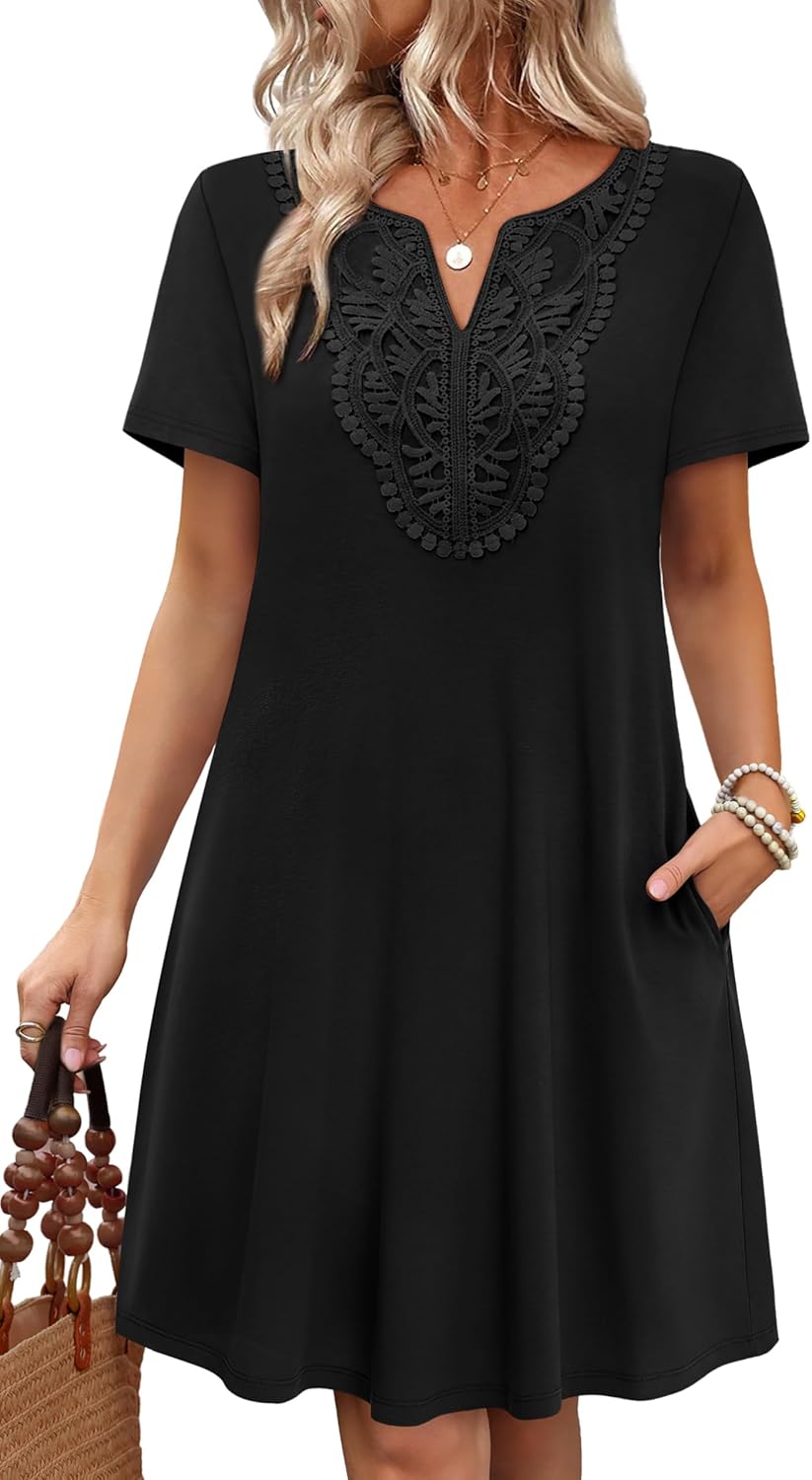 WIHOLL Summer Dresses for Women Casual Tshirt Dress Wedding Guest Dresses Short Sleeve Fashion Beach Vacation Clothes - Image 2