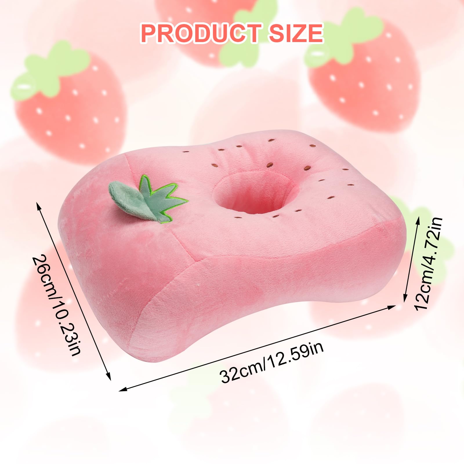 Poduszka do piercingu, poduszka z otworem, ergonomiczna poduszka pod kark, różowa, dla osób śpiących na boku, podczas południa, w podróży, do biura, samolotu, miękka, urocza poduszka do piercingu z