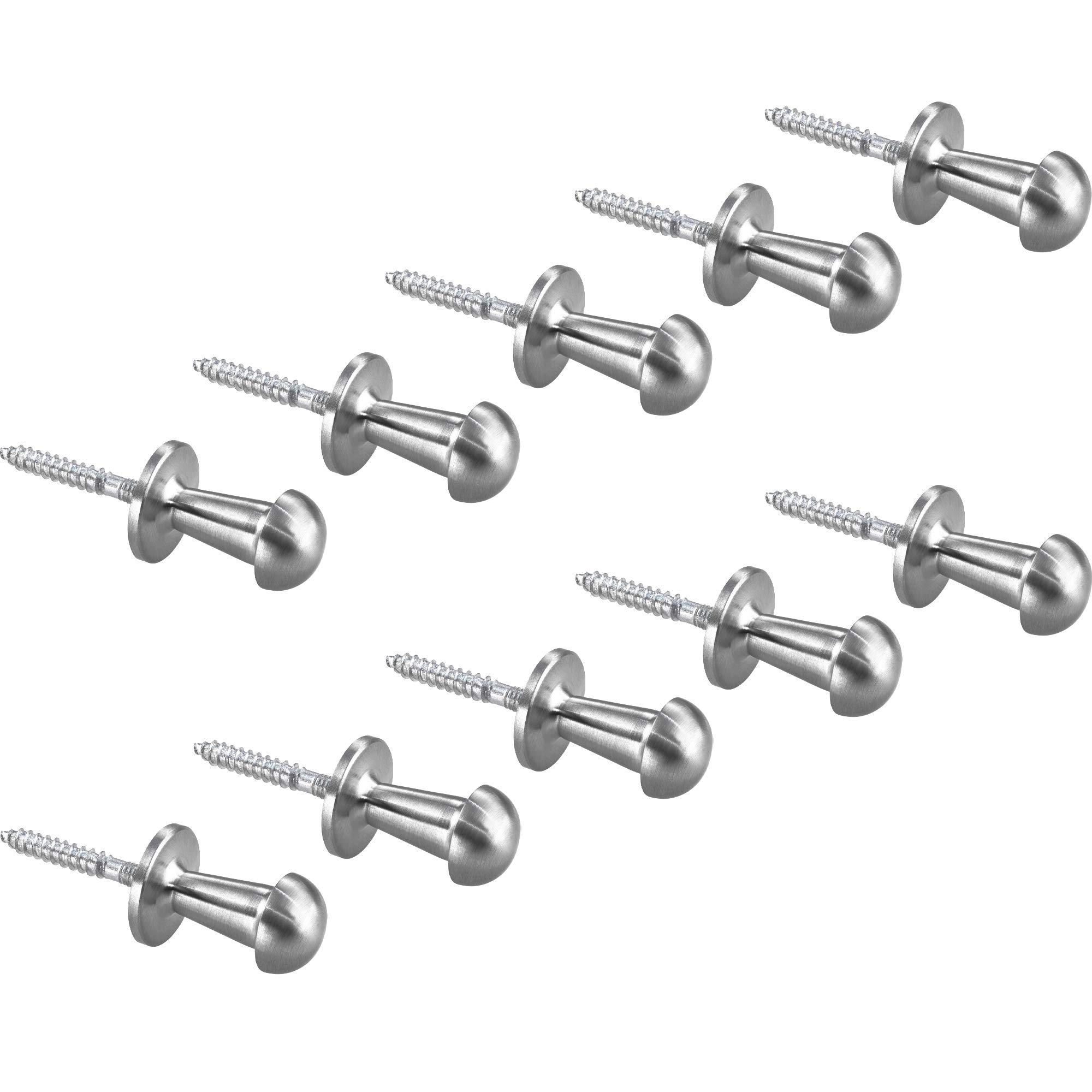 Crochets porte-manteaux inox muraux ronds pour rangement maison - Lot de 10
