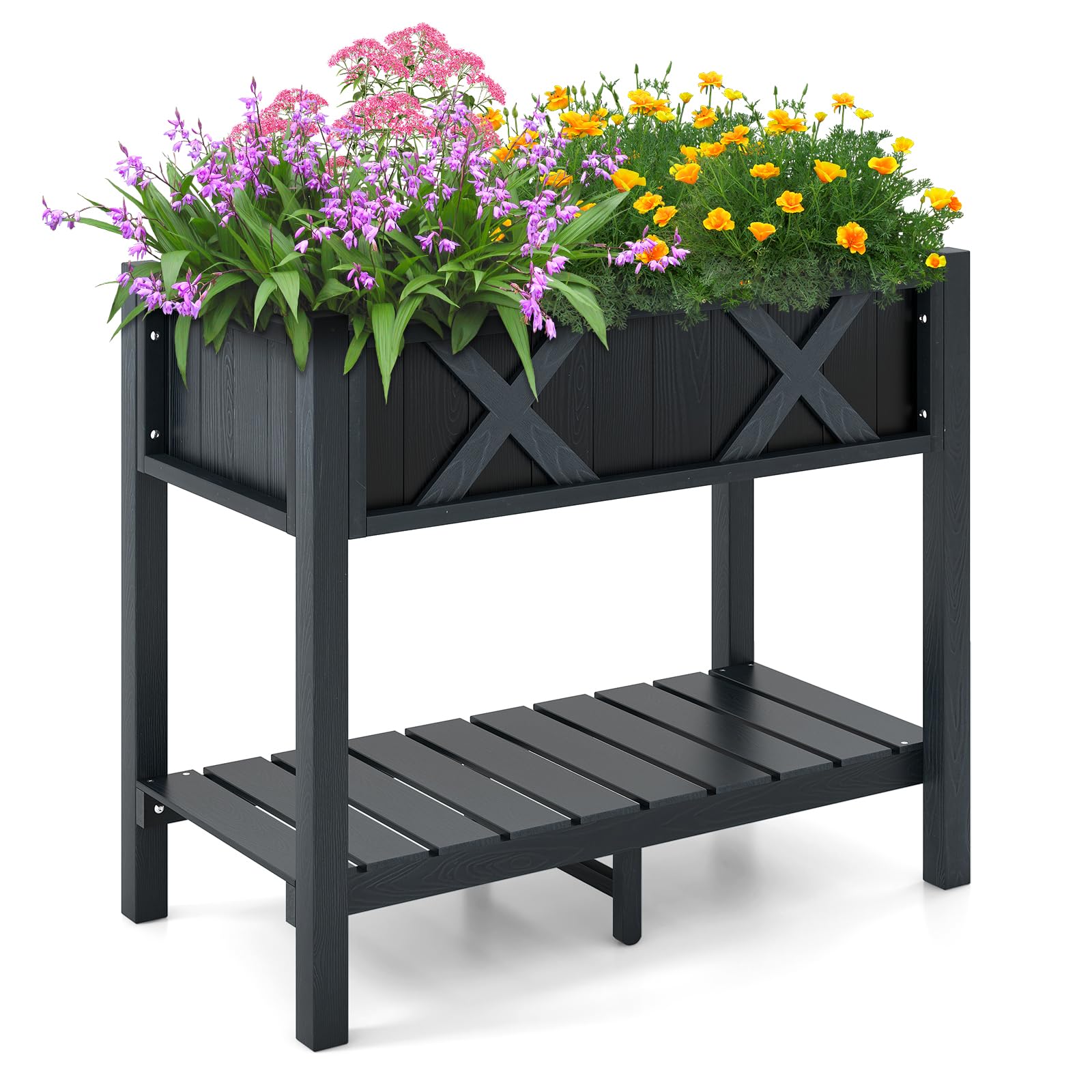 Fioriera Rialzata Con Gambe 86x45x73cm - Fori Drenaggio, Ripiano, HIPS Resistente - Foto 7