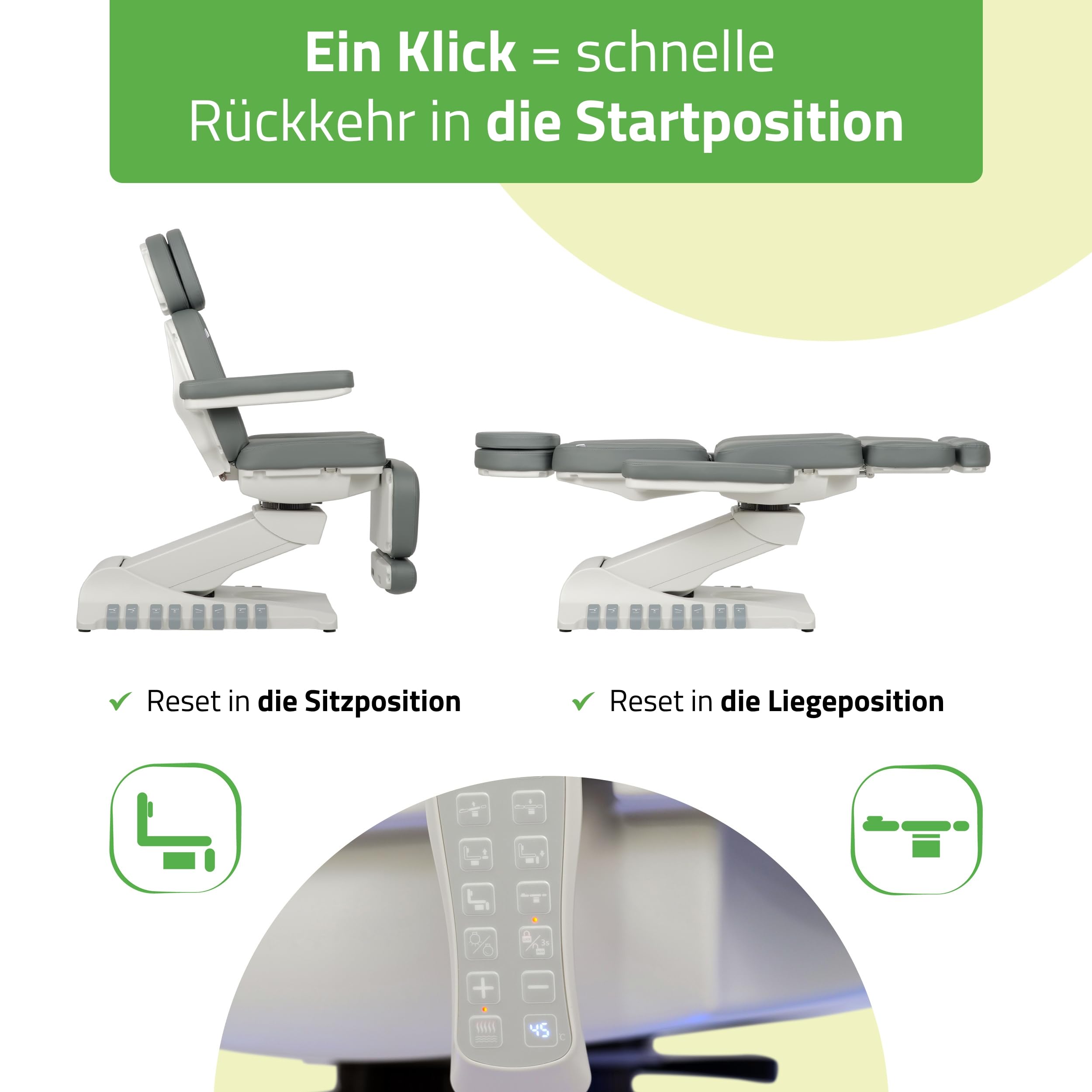 HABYS Luxoria PRO 5 Elektrische Kosmetikliege | Beheizbare Beautyliege mit 5 Motoren, Drehfunktion & Fußsteuerung | Kosmetikstuhl für SPA, Ästhetische Medizin & Massage Ash Grey