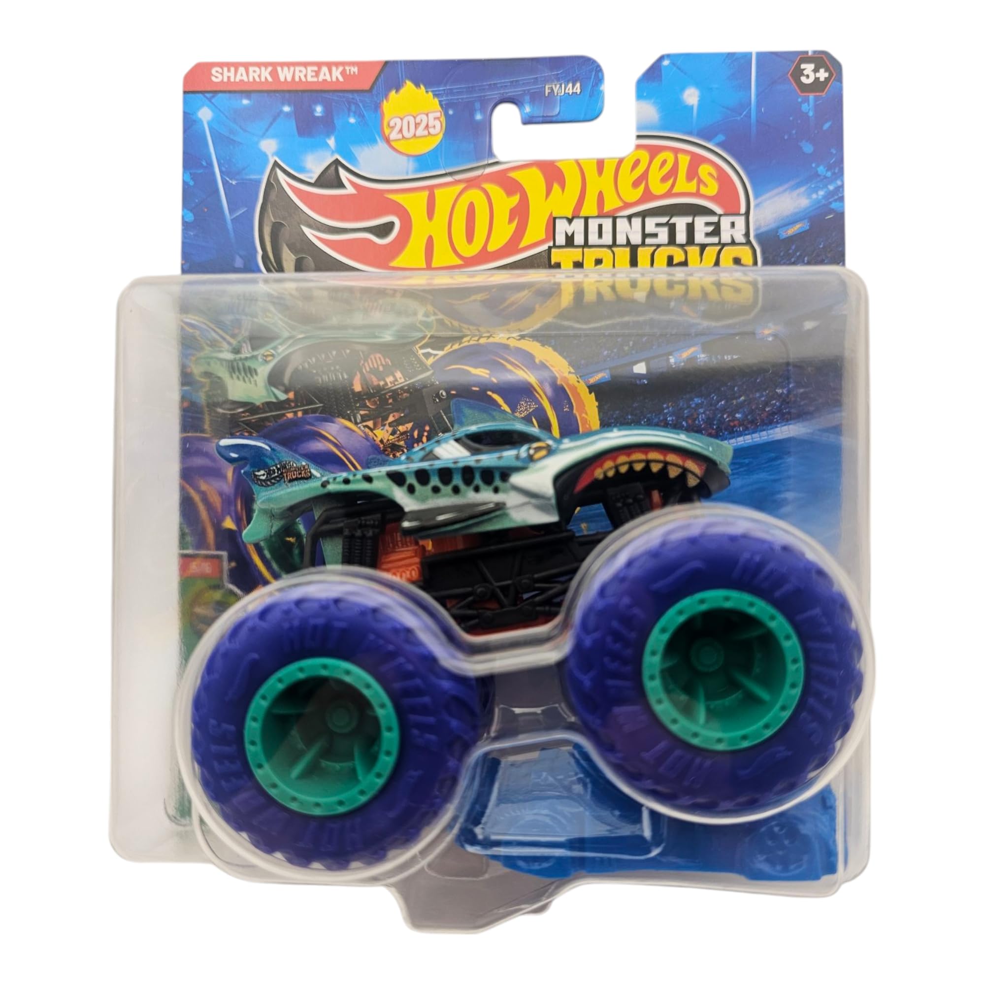 Hot Wheels Monster Trucks Shark Wreak, Die-Cast Vehicle, Blue and Turquoise, 2025 Collection, Standard