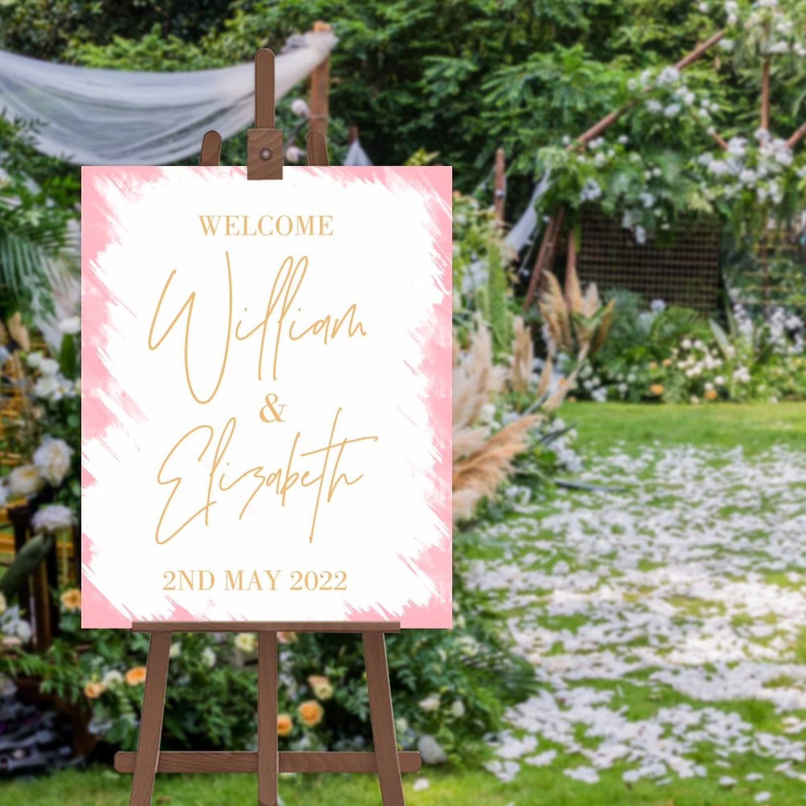 Panneau bienvenue mariage personnalisé avec calligraphie de prestige pour entrée