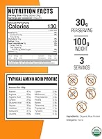 Vista 2 de BulkSupplements. com Proteína de arroz orgánica en polvo, proteína vegetal vegana, sin sabor, vegana y sin gluten, 1.06 oz por porción, 100 g