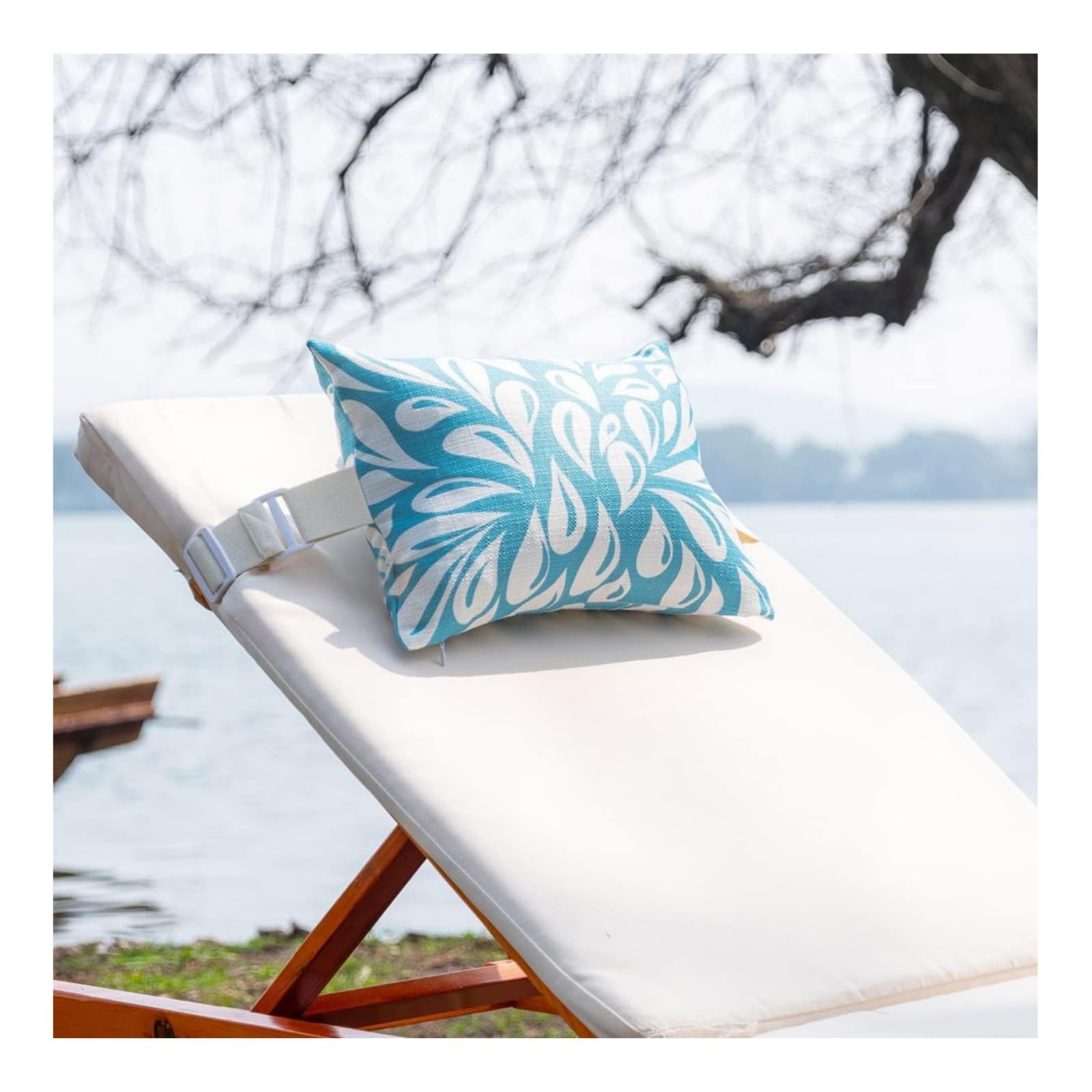 Generico Confezione da 2 Cuscini Poggiatesta per Sdraio IMPERMEABILI con Fascia Antiscivolo - Per Lettino Piscina, Giardino e Chaise Longue (Antimacchia 28x40cm) (G)