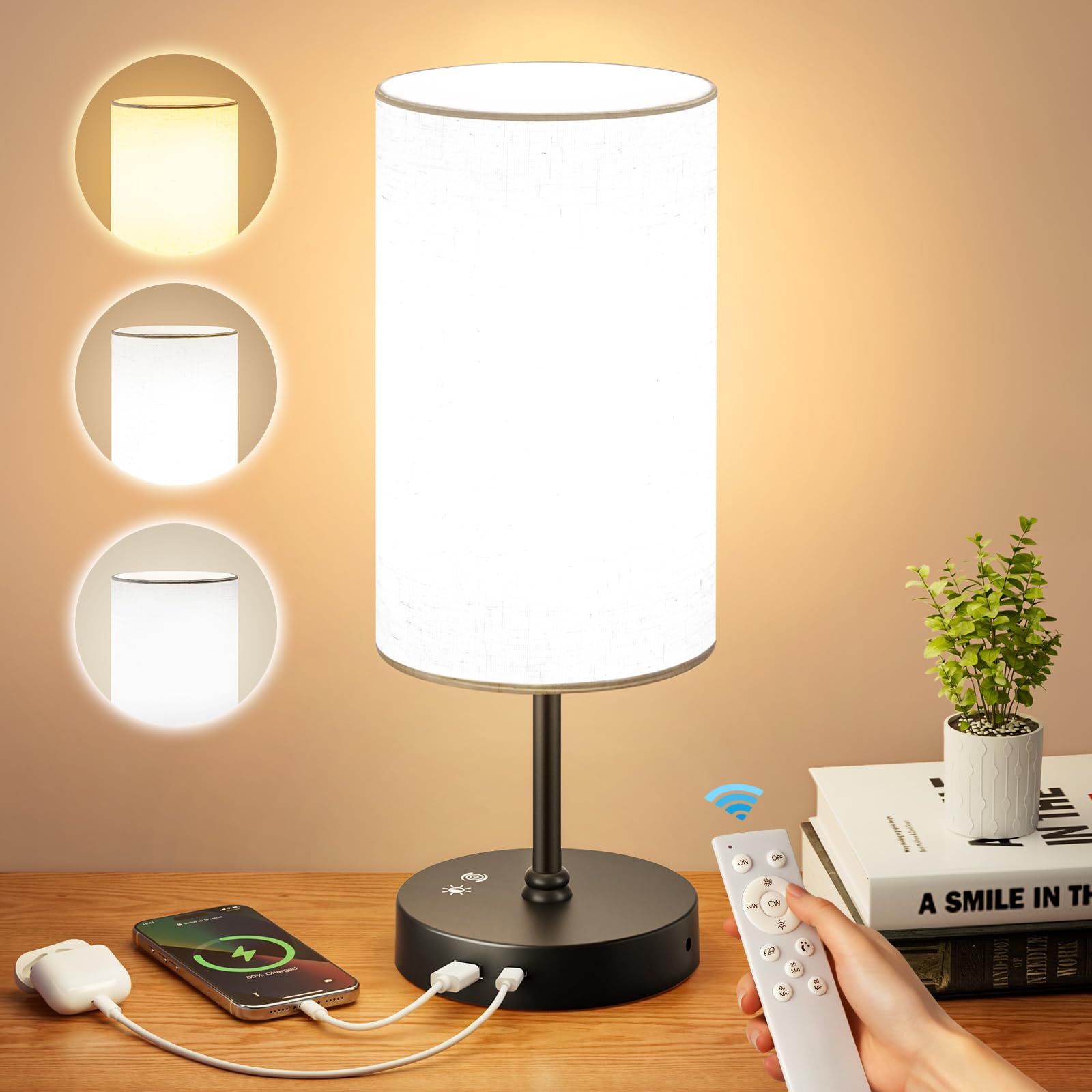 10000 Lux Light Therapy Lamp, Full Spectrum &UV-Free Happy Lamp, Sunlight Therapy Lamps with Remote, 3 Color Temperatures &Stepless Dimming &Timer, Daylight Lamps for Home, Office (1 Pack, Black Base)