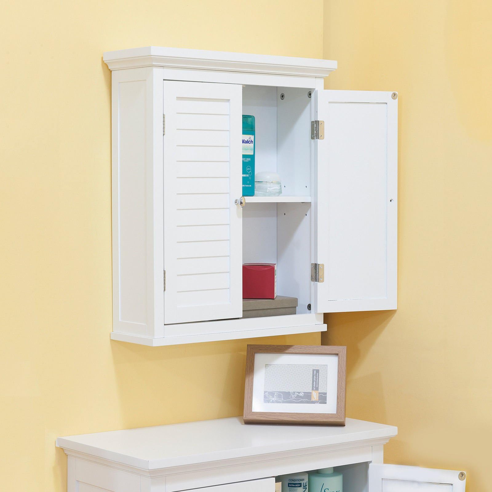 Bathroom Cabinet With Shutter Doors, White