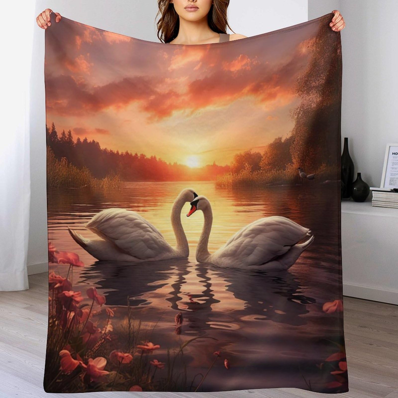 Couverture polaire cygne pour envelopper votre famille de douceur et de chaleur