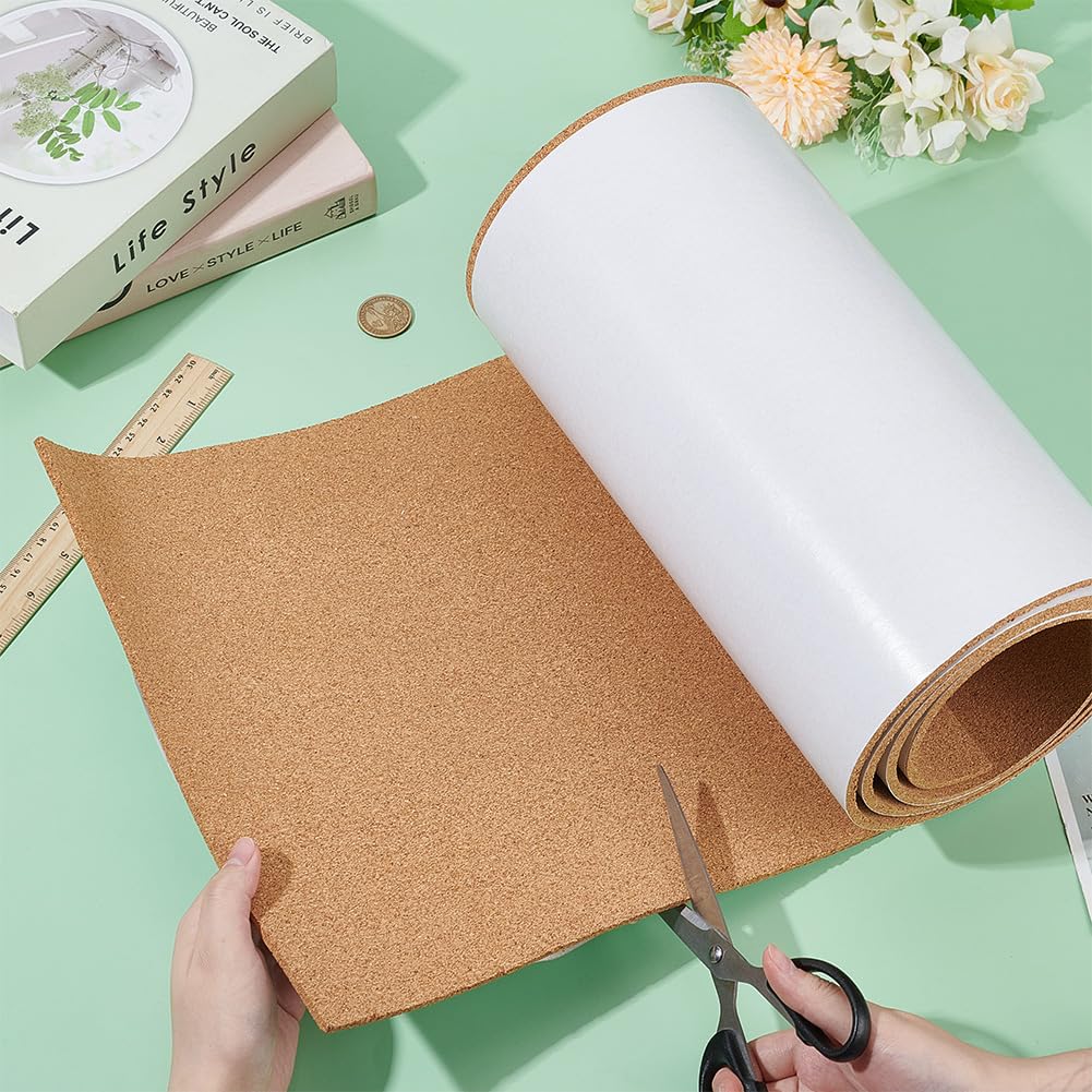 BENECREAT - Rollo de corcho autoadhesivo de 2 m x 30 cm, rollo de pizarra de corcho (5 mm de grosor), superficie autoadhesiva fácil de cortar para decoración interior, artesanía hecha a mano