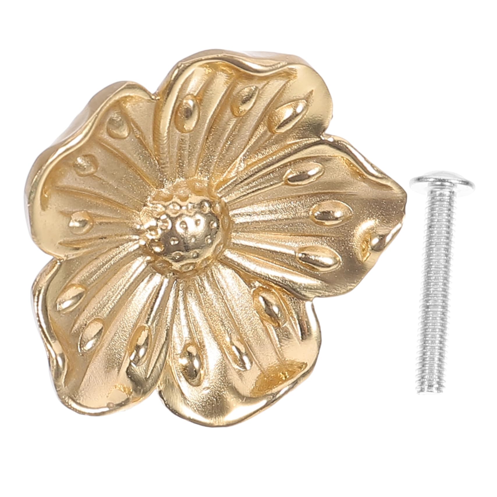 Pomello Decorativo in Ottone a Fiore per Cassetti e Mobili | Finitura Oro, Singolo Foro, Stile Europeo Retrò, per Bagno e Ufficio, Forma Elegante e Delicata