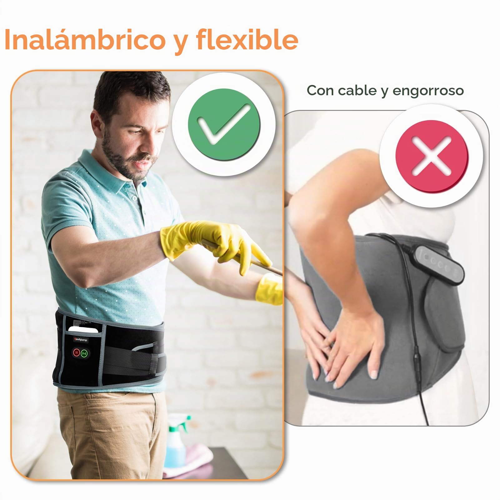 Comfytemp Almohadilla Eléctrica Lumbar, Esterilla Electrica Para La Cintura Con 3 Modos De Calefacción Rápida Y Masaje, Manta Electrica para la Zona Lumbar y Abdominal, Para Aliviar El Dolor