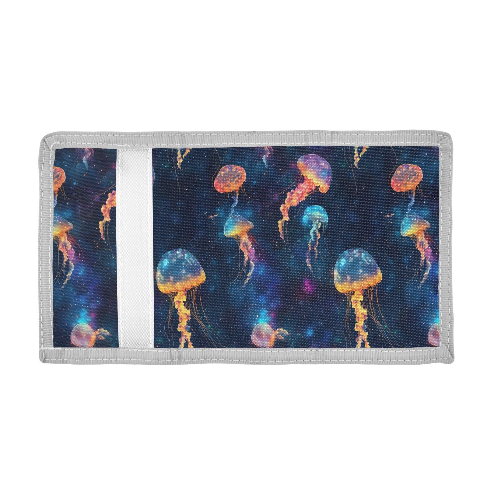 FOLIOSA Kids Wallet for Boys Girls Shining Jellyfish Print Youth Wallet with Zipper Pocket Card Holders, Novelty Wallet 4.9×2.9 in