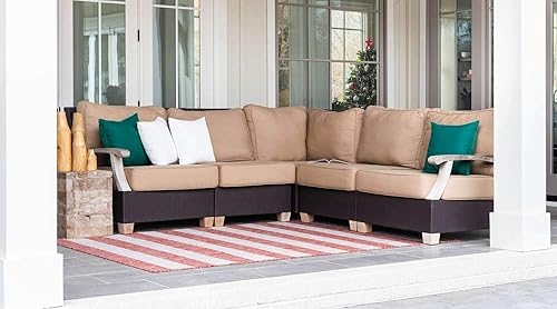 Miniatura 9 de Unique Loom Outdoor Striped Collection - Alfombra envejecida a rayas (4 pies 1 pulgada x 6 pies 1 pulgada, rectangular, rojo óxido y gris)