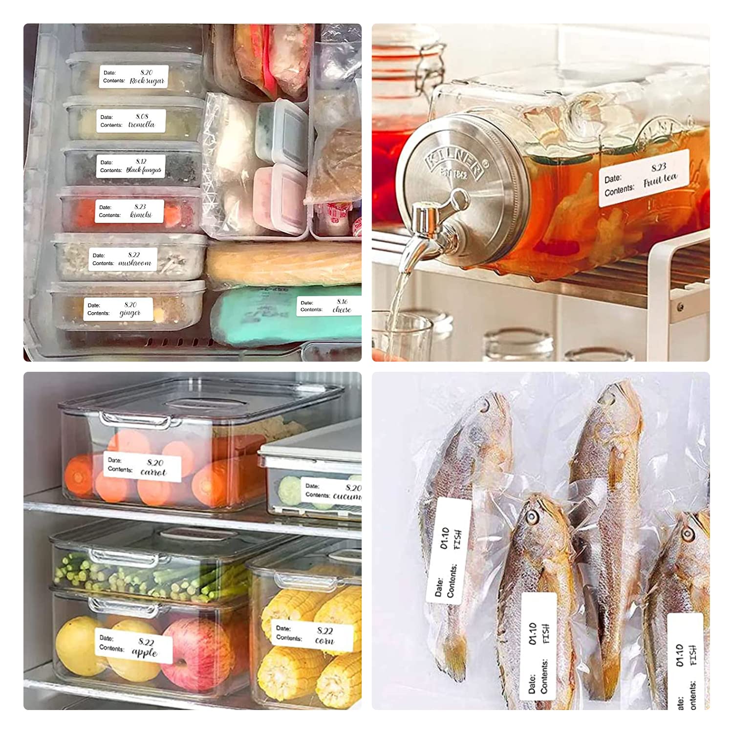 Amazon | nalaina ラベルシール 冷蔵庫 保存容器 食品冷蔵用ステッカー