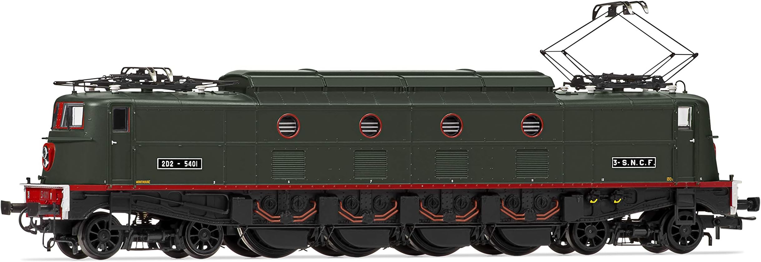 SNCF, electric locomotive 2D2 5401 in light green livery, depot Montrouge, period III