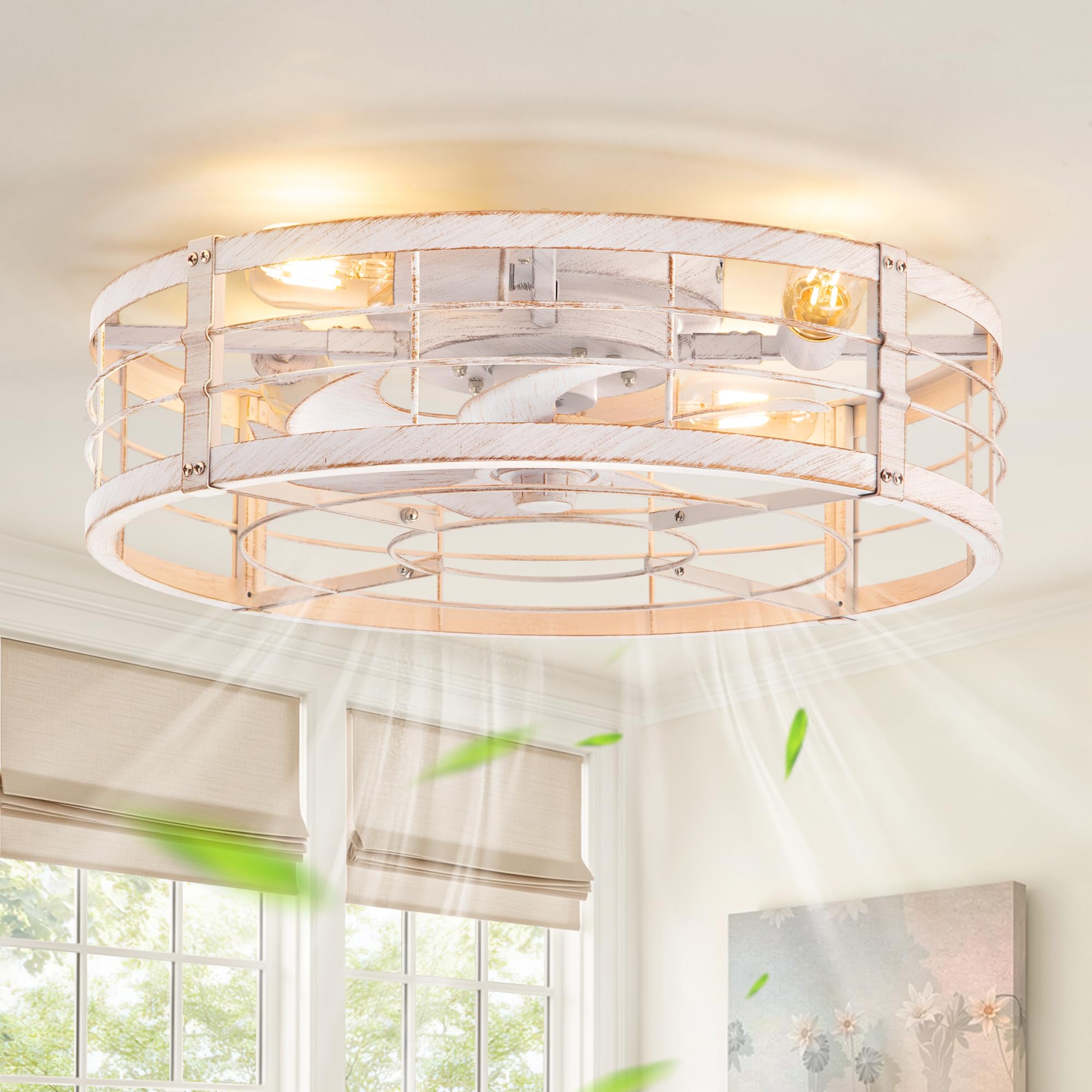 LEDIARY Caged Ceiling Fan