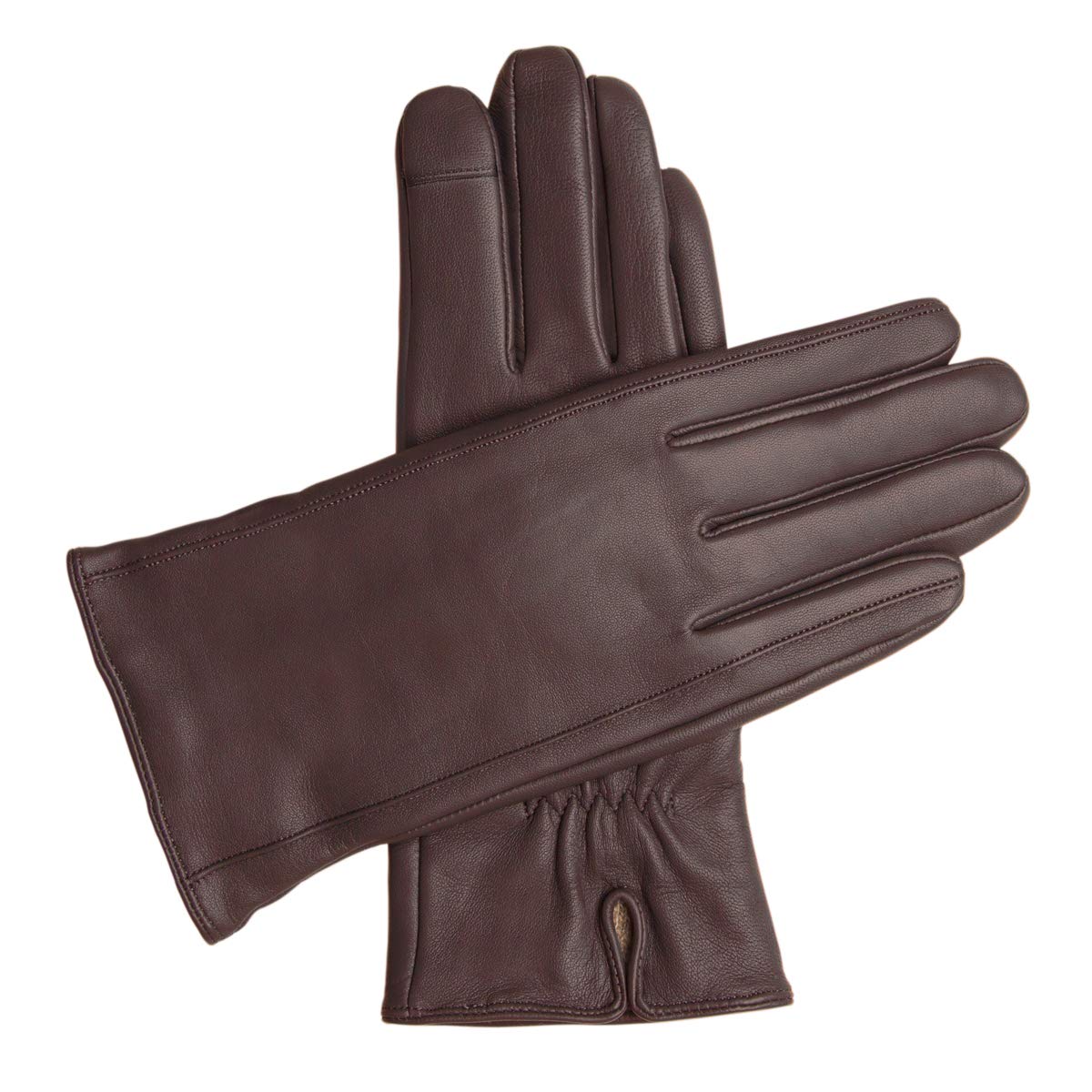 Downholme Touchscreen Leather Cashmere Lined Gloves for Women (Brown, XL)