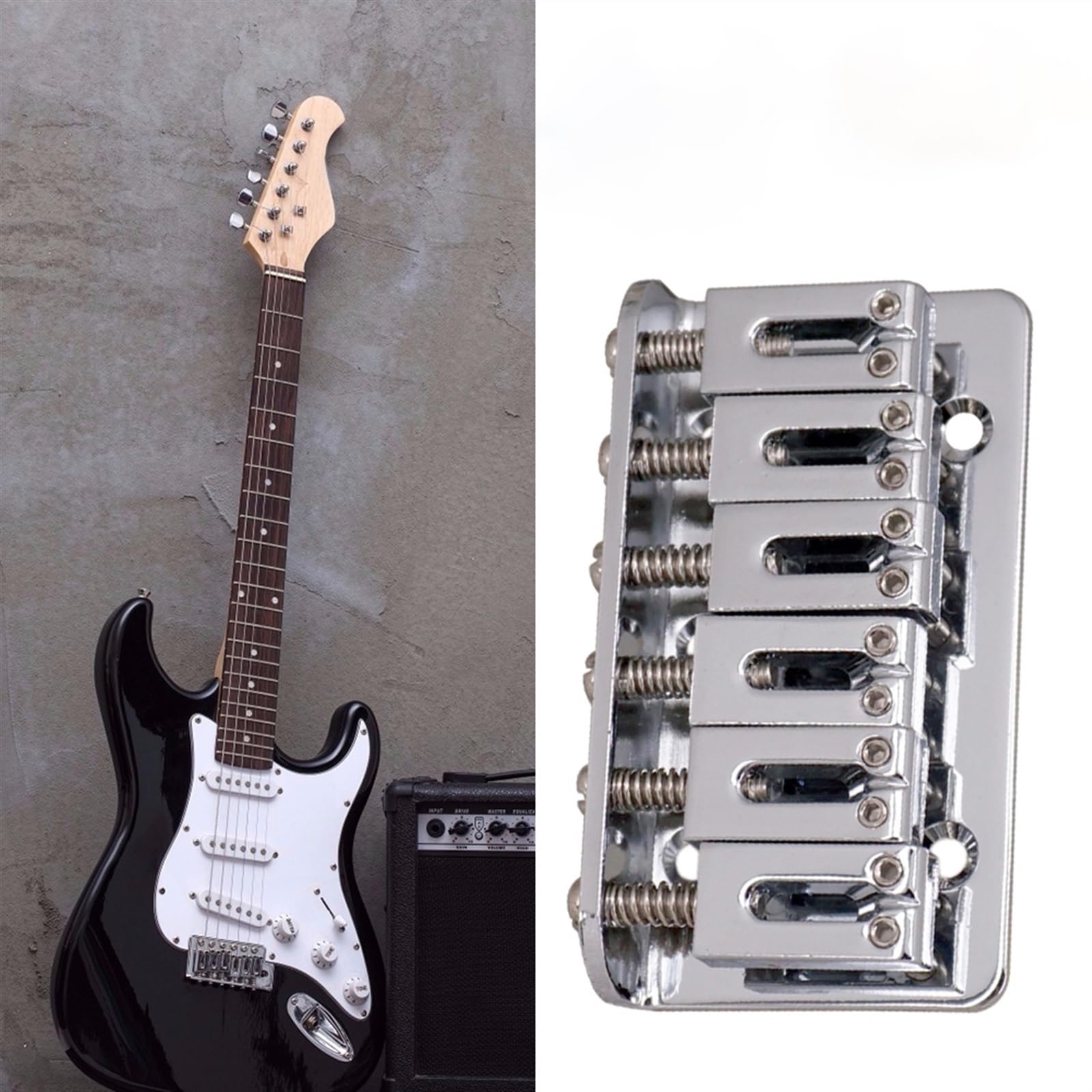 Juego De Puente Para Guitarra Eléctrica Sillín De Puente De Guitarra Puente De Sillín Rígido Fijo De Metal De 6 Cuerdas