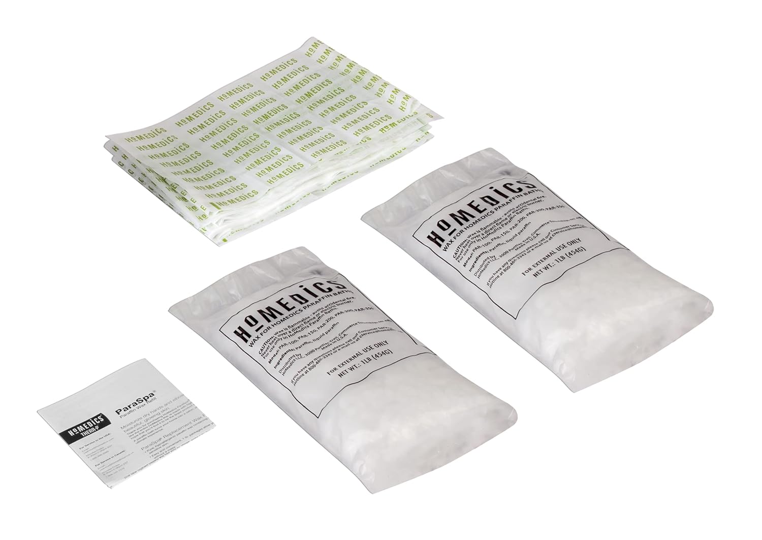 HoMedics ParaSpa Paraffin Wax Refill | Two 1-Pound Packages - 100% Pure Paraffin Wax | 16 Oz (Pack of 2)| Unscented, No Dyes | Moisturize & Soften Sensitive Skin