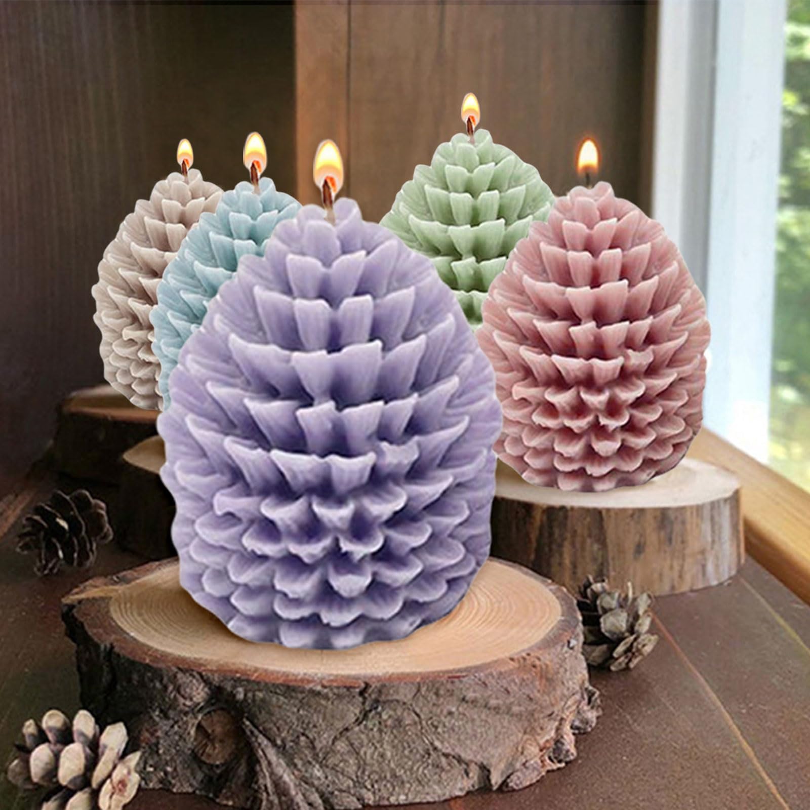 1/6 Pièces Moule À Bougie En Forme De Po-mme De Pin De Noël - Moule En