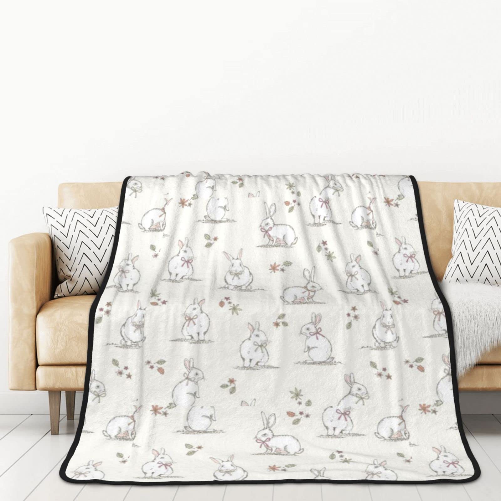 Couverture en flanelle polaire lapin 152x203cm microfibre douce