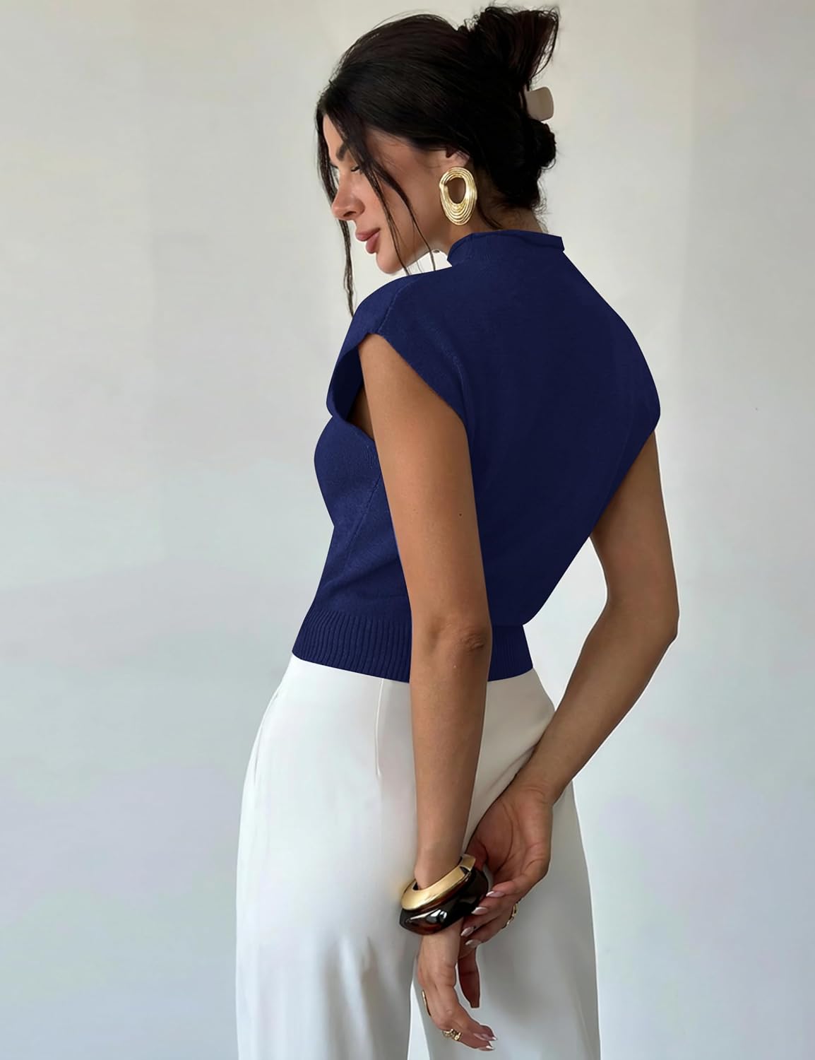 LaGracia Women's Mock Neck Sleeveless Sweater Vest Casual Cap Sleeve Summer Sweater Knit Pullover Tank Tops 2026 - Image 3