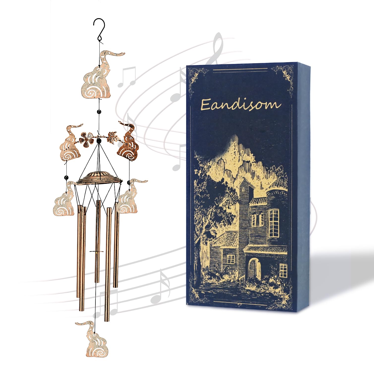 Wind Chimes for Outside Garden Decor - Elephant Decorations Wind Chimes, Birthday Gfits for Women, Mom, Grandma, Memorial Gifts, Housewarming Gifts,