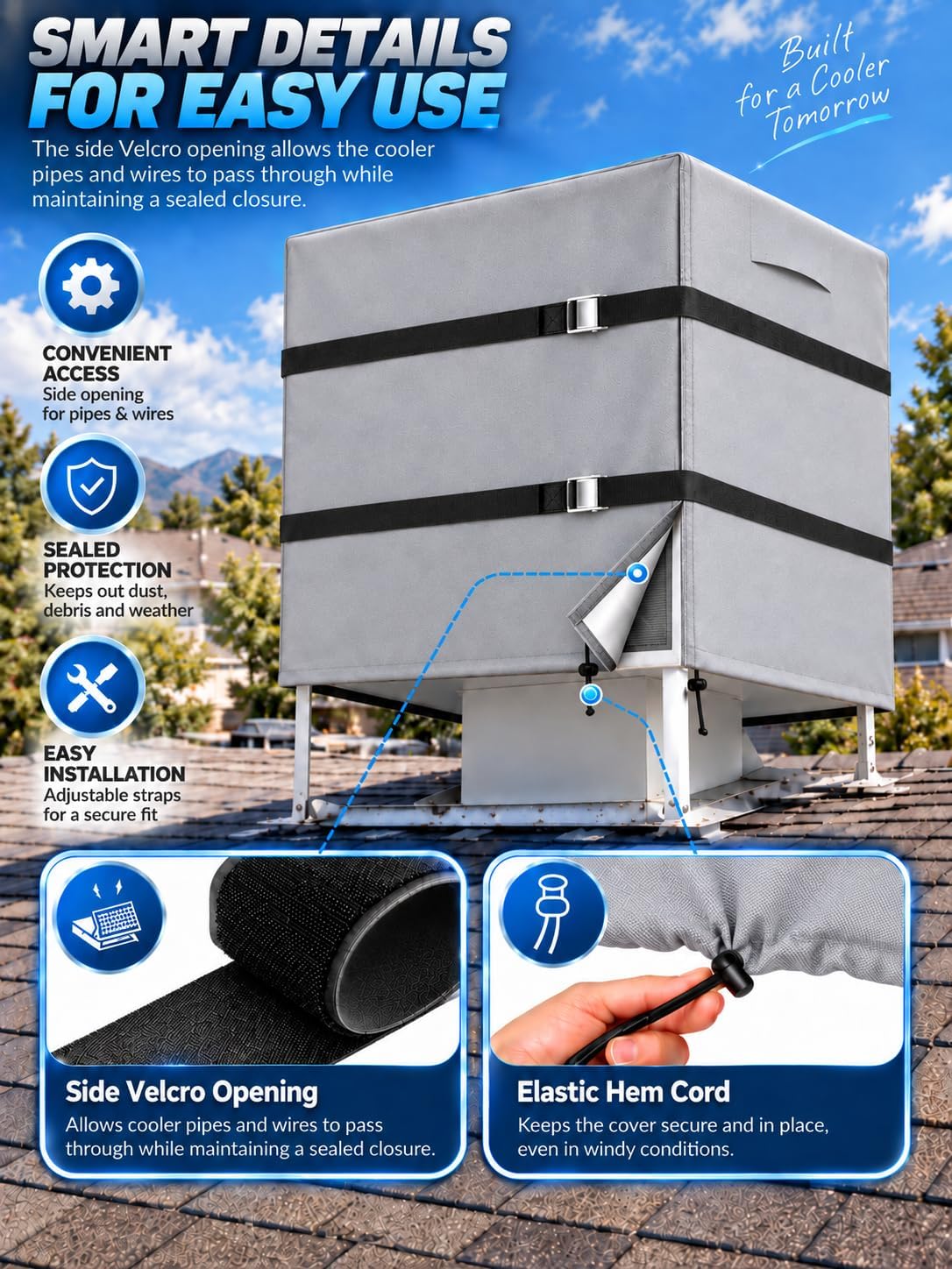 Down Draft Swamp Cooler Cover for Winter Evaporative Cooler,40"Wx40"Dx43"H