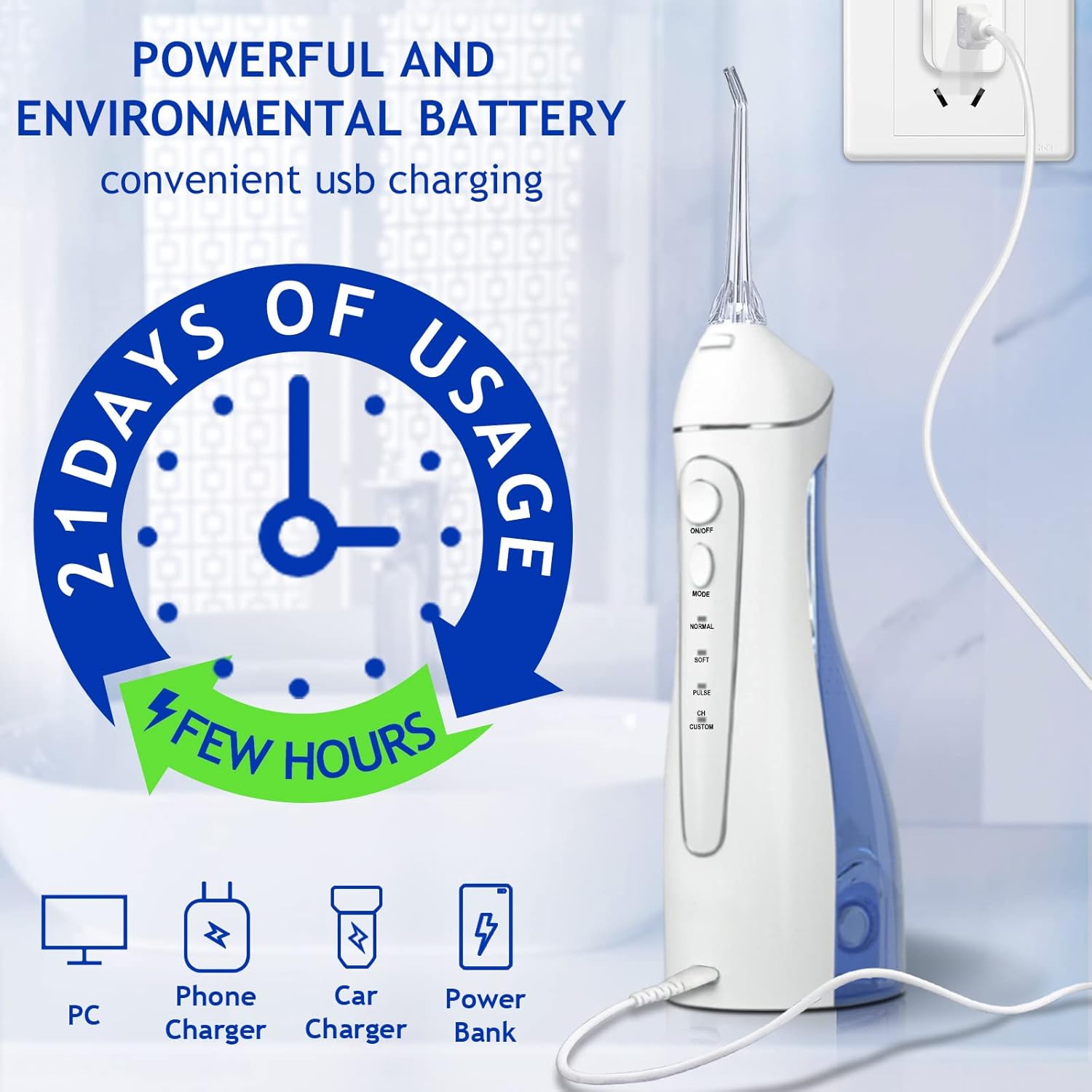 ralfre Cordless Water Dental Flosser for Teeth Cleaning, 200ML 5 Tip Cases Portable and USB Rechargeable Oral Irrigator 1 : Health & Household