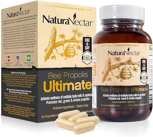NaturaNectar Ultimate Bee Propolis | Contenido NSF certificado | Propóleo brasileño premium rojo, verde y marrón | con flavonoides y PWE |