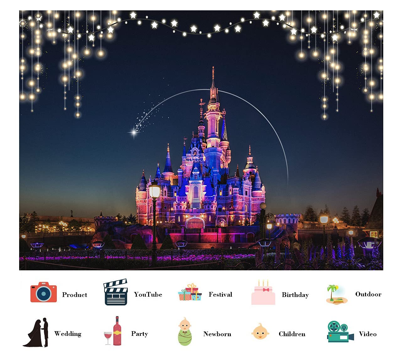 Amazon | 8x6フィート ポリエステル ディズニーキャッスル 背景幕