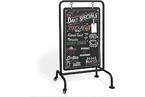 Ilyapa Rolling Modern Metal Double Sided Swinging Chalkboard Sidewalk Sign