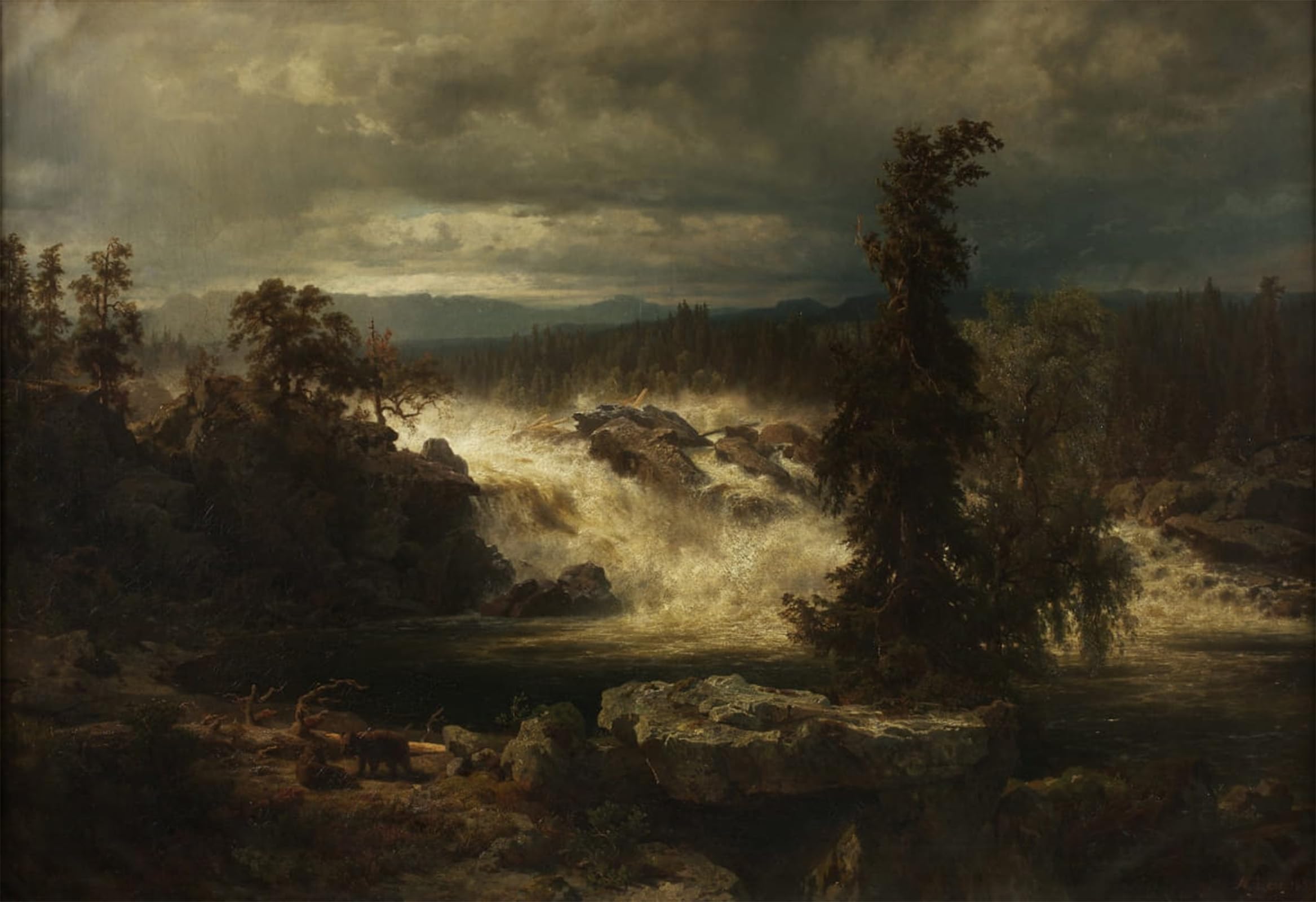 ARTXLXXBN Famous Art Print Poster Vintage Wall Art the Labor Falls At Kongsberg in Norway by August Wilhelm Leu Canvas Art Poster for Home Decor 60x90cm