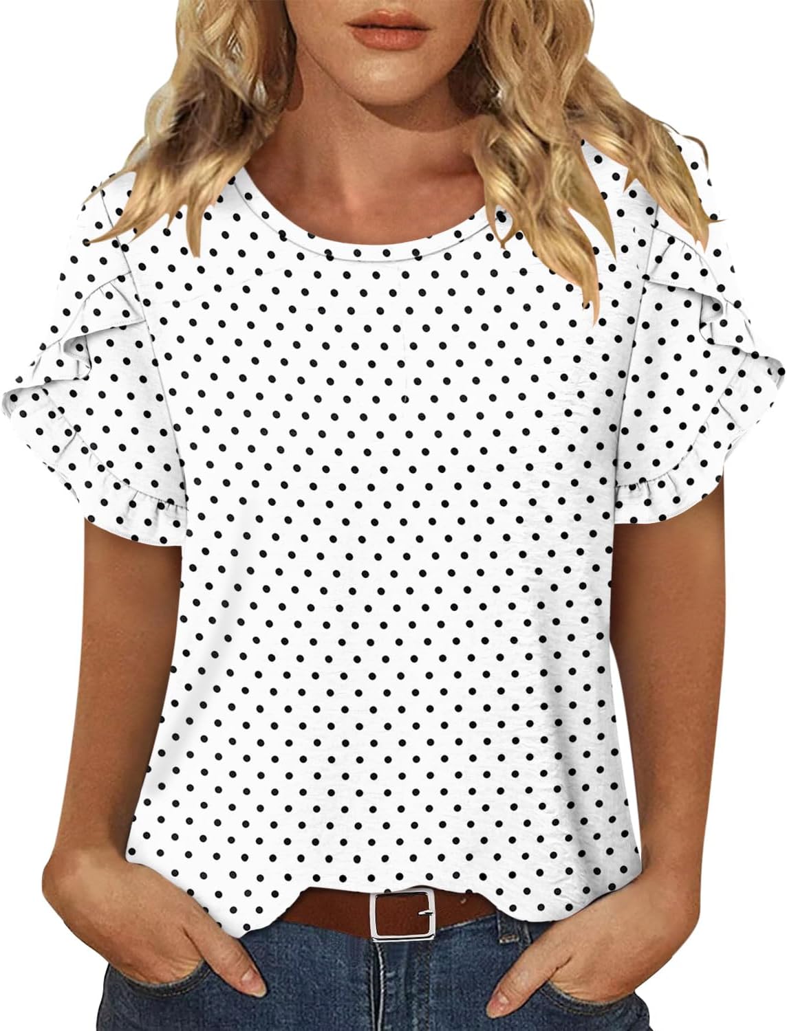 CRAZY GRID Women's Shirts Summer Casual Crewneck Short Sleeve Blouses Cute Floral Print Tunic Tops - Image 4