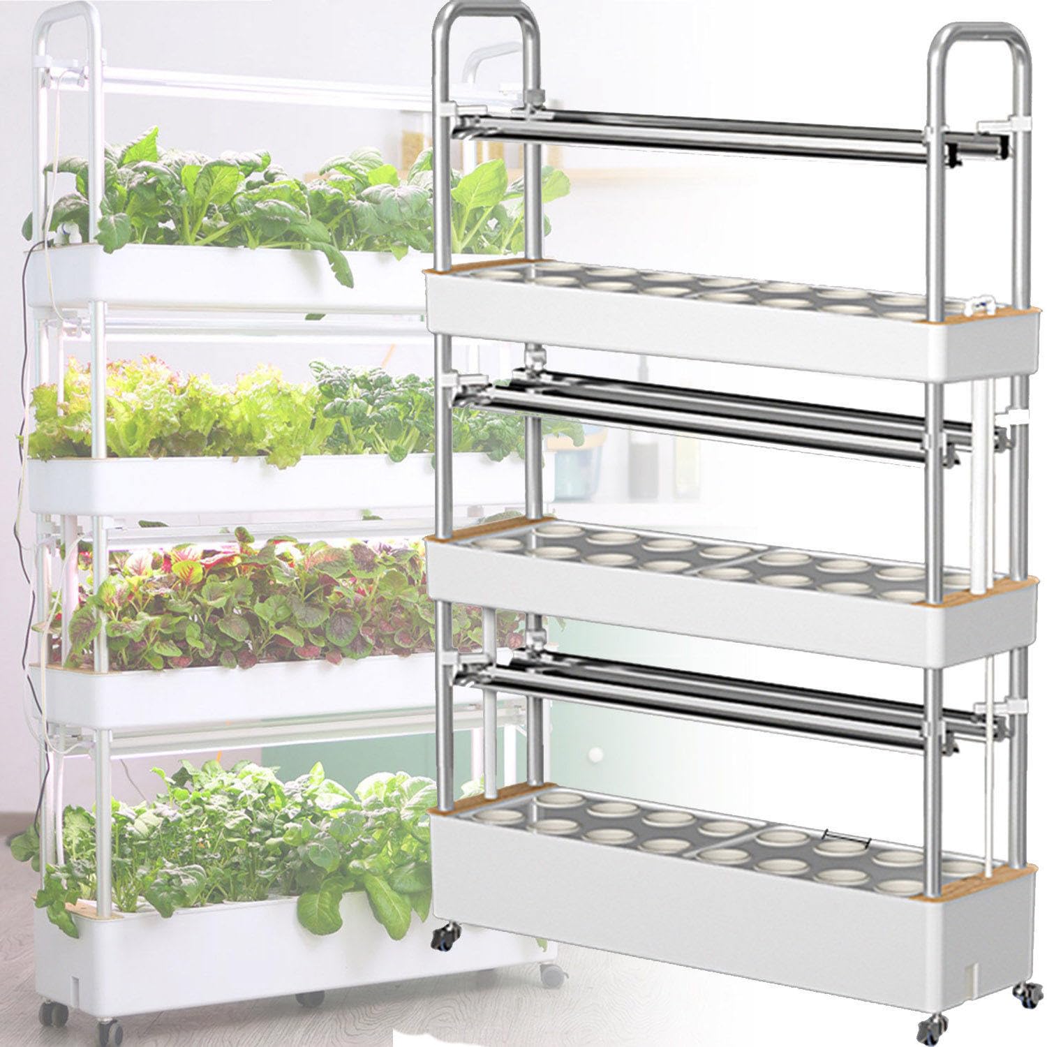 Sistema de cultivo hidropónico de interior con luz LED de cultivo, kit de riego automático para 48-120 plantas, ideal para hierbas, frutas, verduras