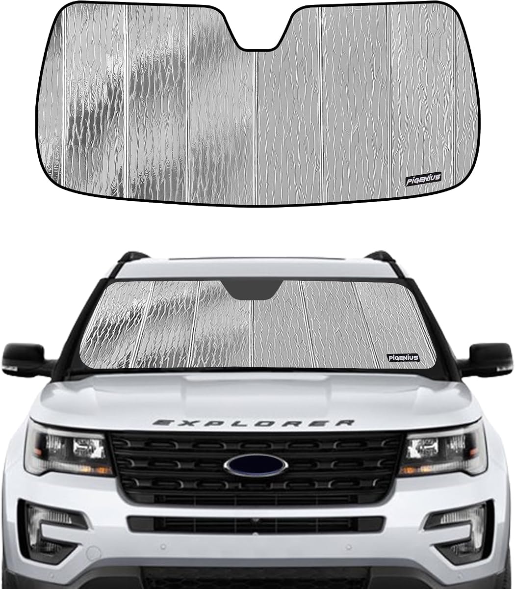 Windshield Sunshade for Ford Explorer 2016-2019, Reversible Silver/Black