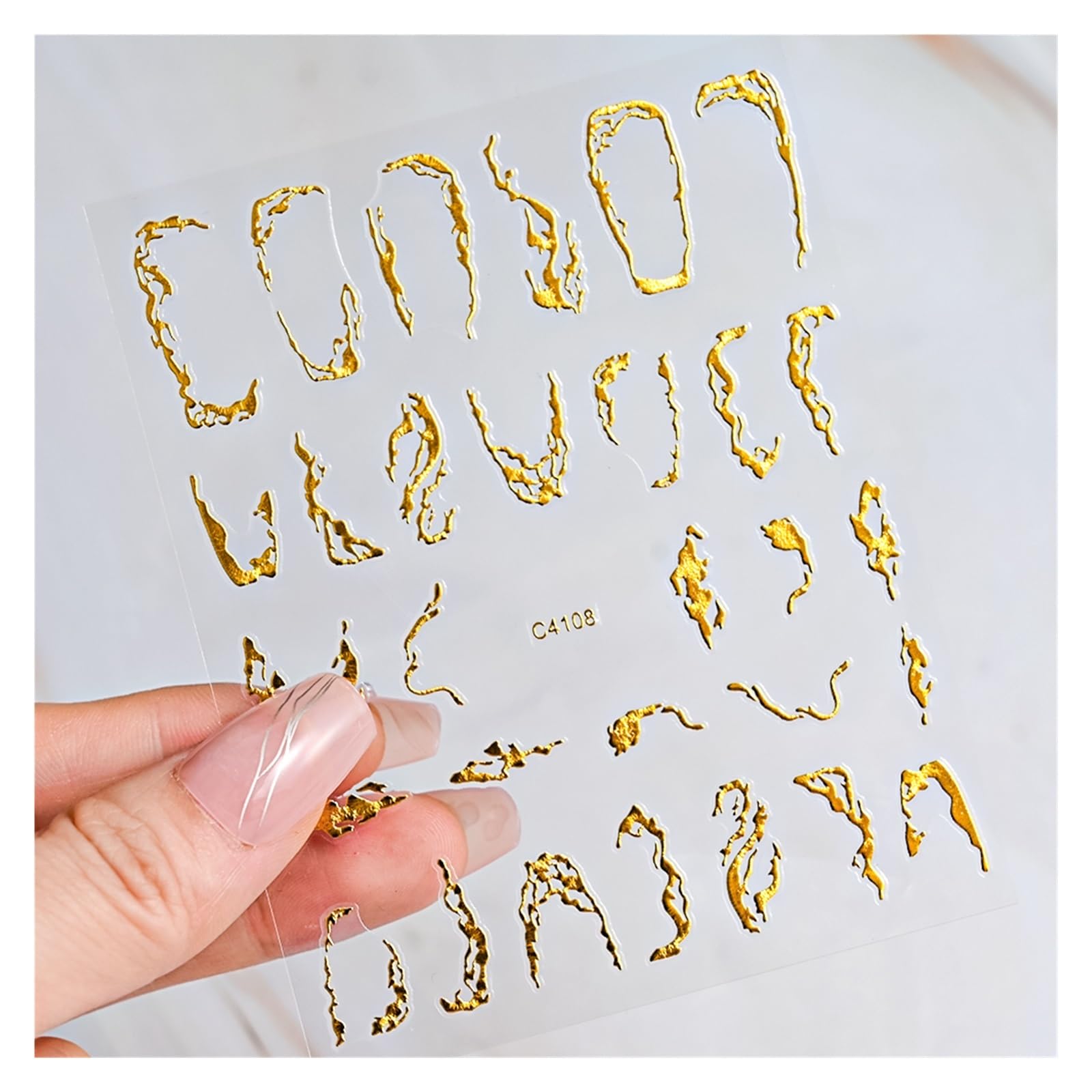 10 Pcs Silver Holographic Lines Nail Stickers Hot Stamping Golden French Star Decals Adhesive Irregular Manicure(NLS241-08-2)