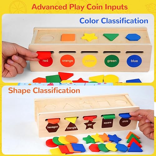 Miniatura 3 de Caja de clasificación de forma de color de madera, juguetes Montessori, actividades de aprendizaje preescolar imprescindibles para el aula, bloques