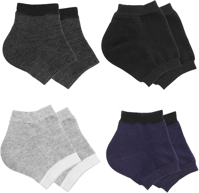 4 Pairs Heel Moisturizing Socks, Spa Lotion Gel Socks for Dry Cracked Heels, Open Toe Socks for Men and Women for Heal, Treat Dry While You Sleeping