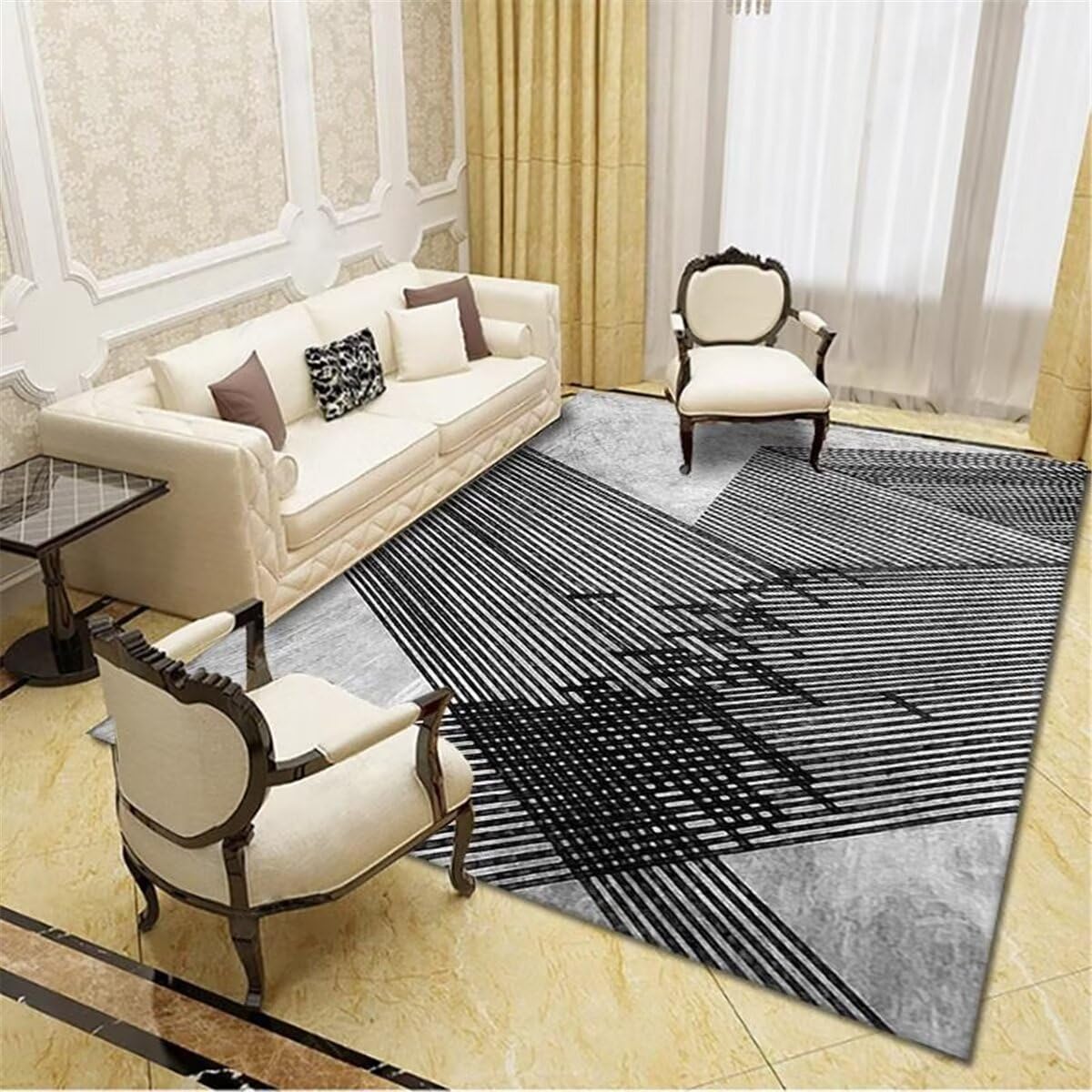 Grand tapis d'entree interieur 60x120cm gris et tapis chat lavable moderne