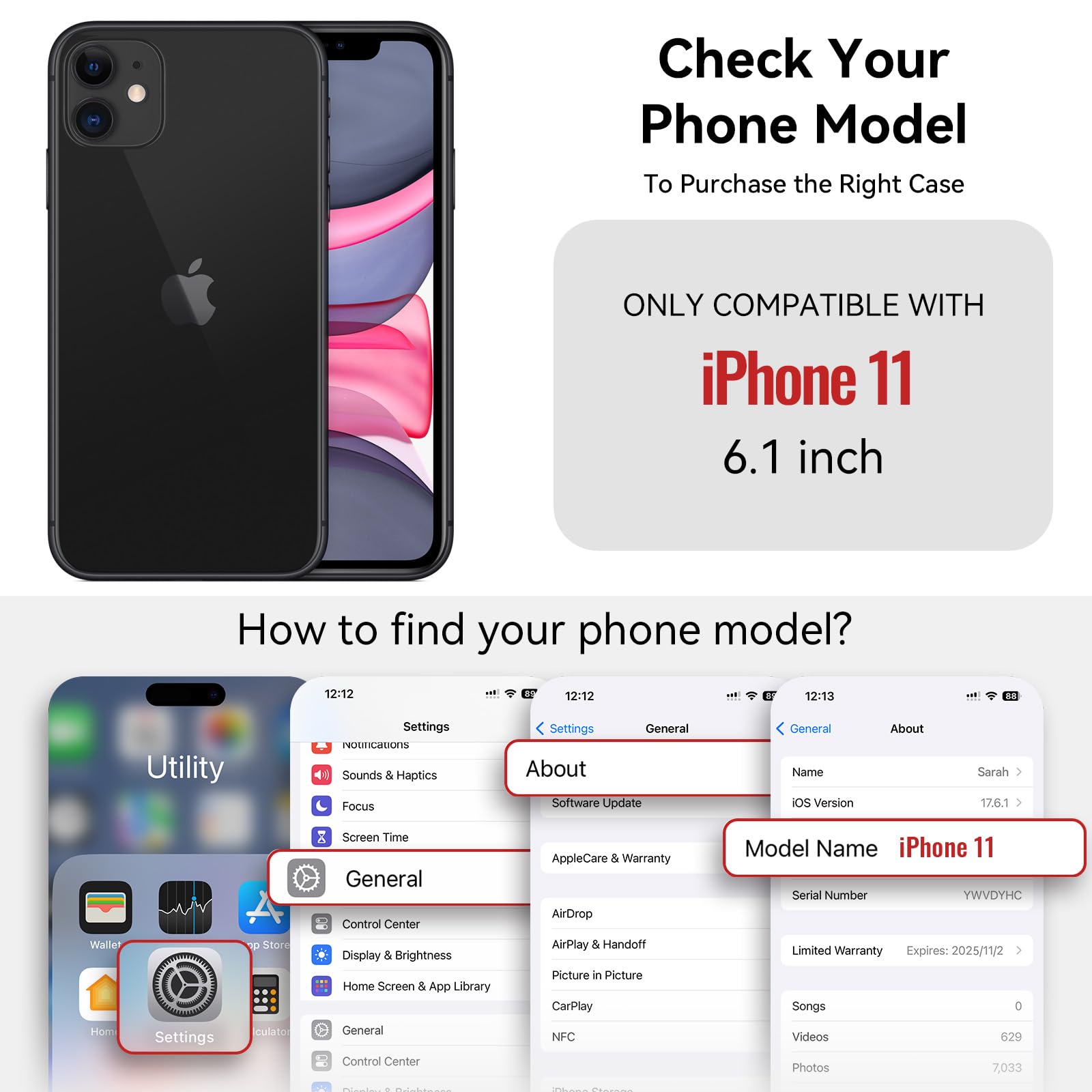 per iPhone 11 - Custodia a portafoglio magnetica staccabile | Compatibile con Magsafe, porta carte di credito con blocco RFID, tasca con cerniera, cinturino da polso