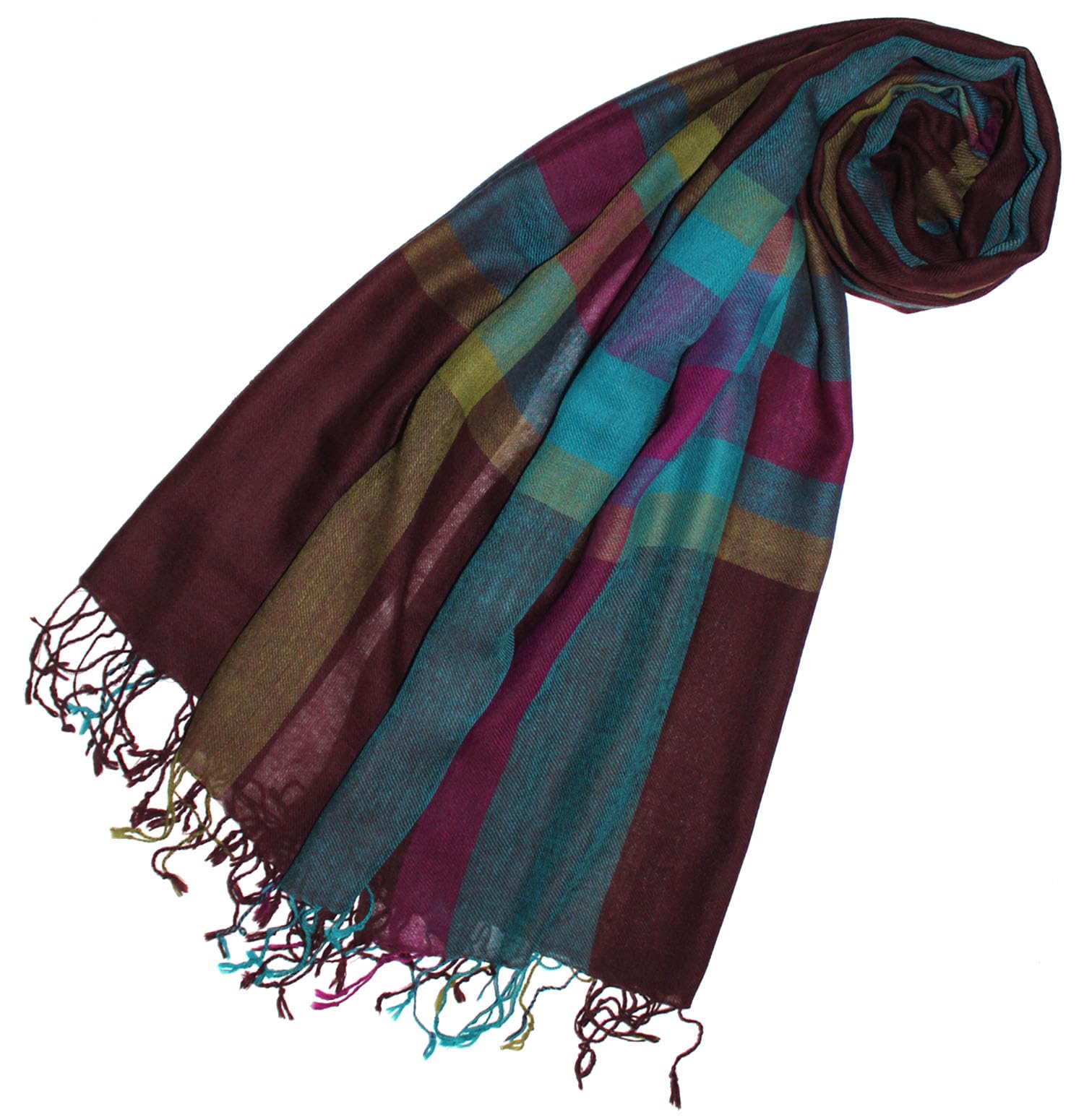 Lorenzo Cana Damski szal Pashmina szal szal 50% kaszmir 50% wełna etola chusta damska niebieski złoty jasnoniebieski 78657