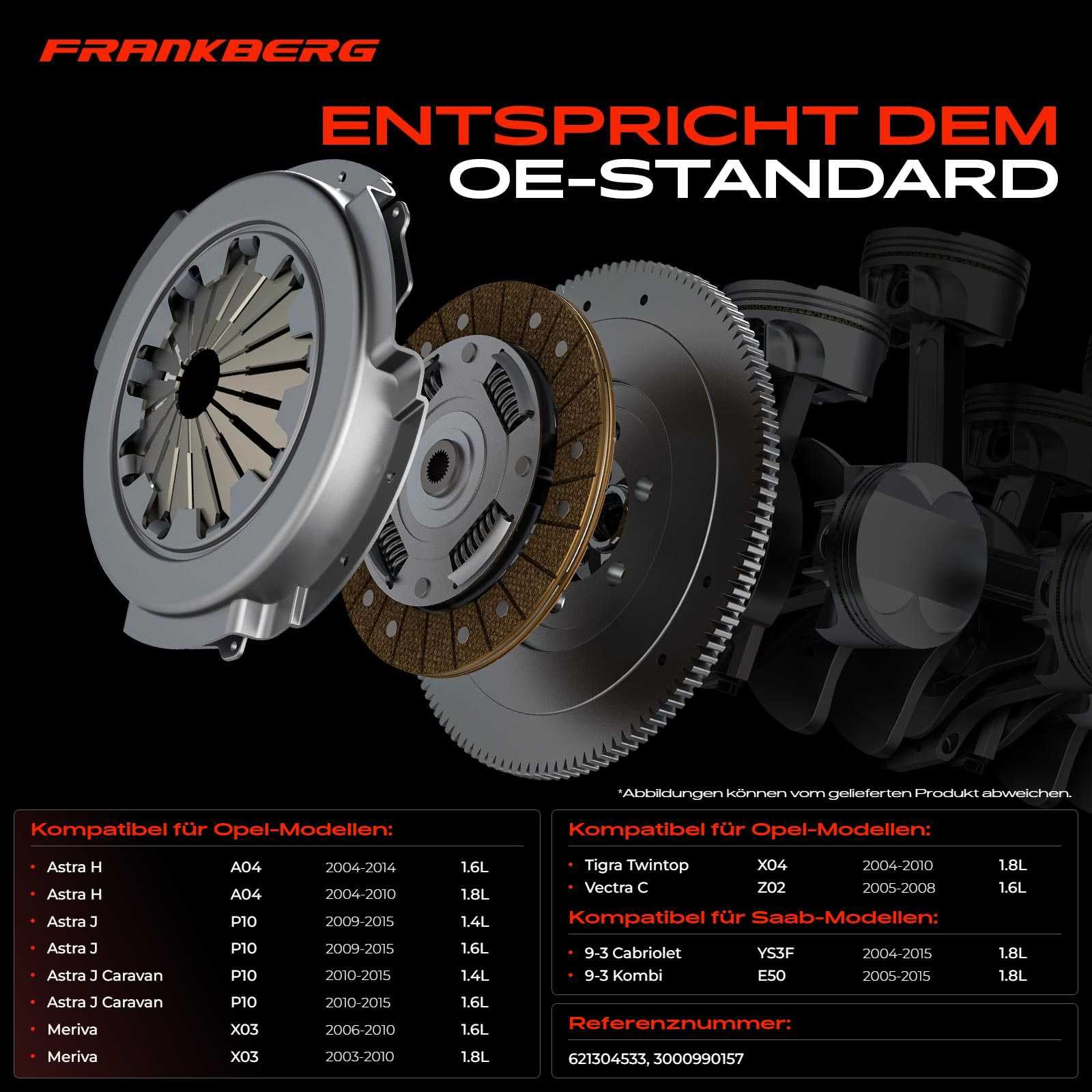 Frankberg Kupplungssatz Kompatibel mit Astra H Kasten/Kombi L70 1.6L 2004-2004 Meriva X03 1.6L 1.8L 2003-2010 Zafira/Zafira Family B A05 1.6L 2005-2015 Replace# 41421-02000