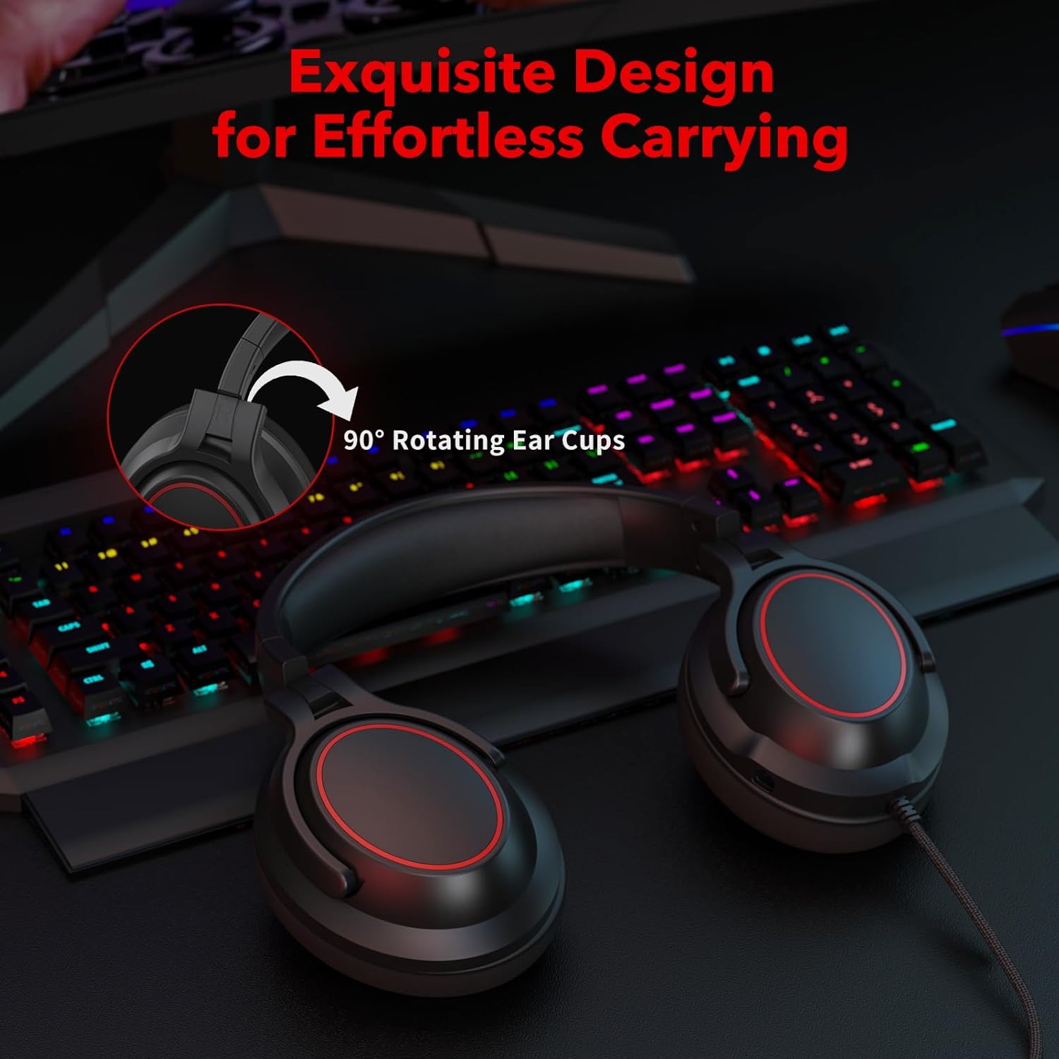 NUBWO N20 Gaming Headset with Mic - Compatible with PS5, Xbox One, Nintendo Switch Lite, PC, Laptop, and Mac, Over Ear Headphones with Noise Cancelling Microphone