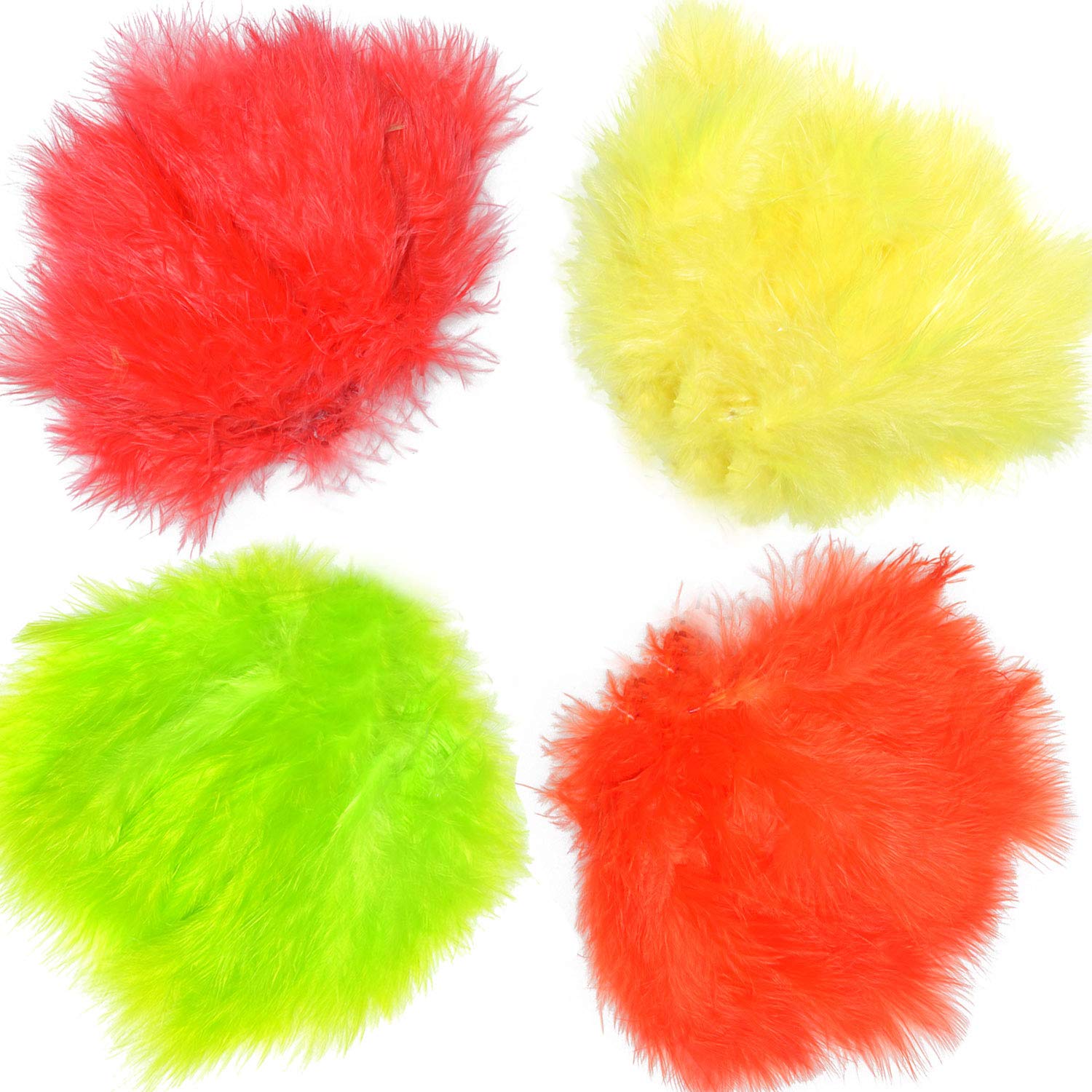 The Fly Fishing Place Fly Tying Materials - Select Woolly Bugger Marabou Master Pack 3-4 Fluorescent Colors - Red Yellow Fire Orange Chartreuse