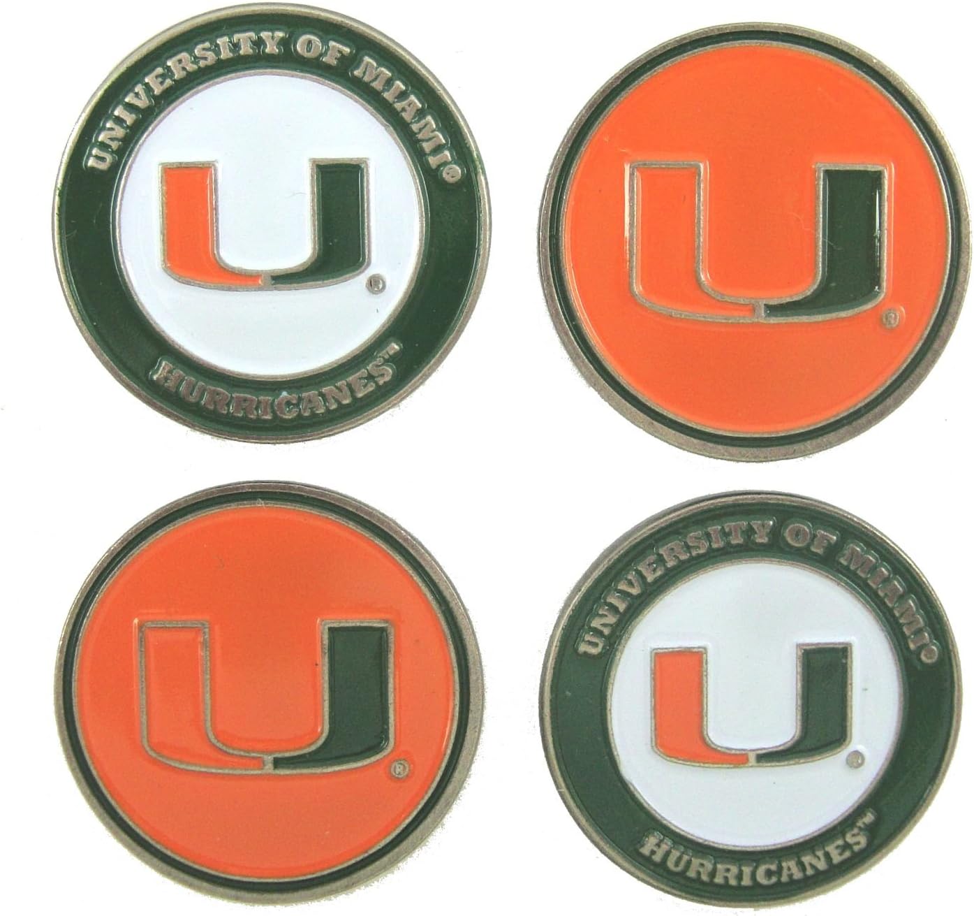Miami Hurricanes NCAA Double Sided Golf Ball Markers (4 Pack)