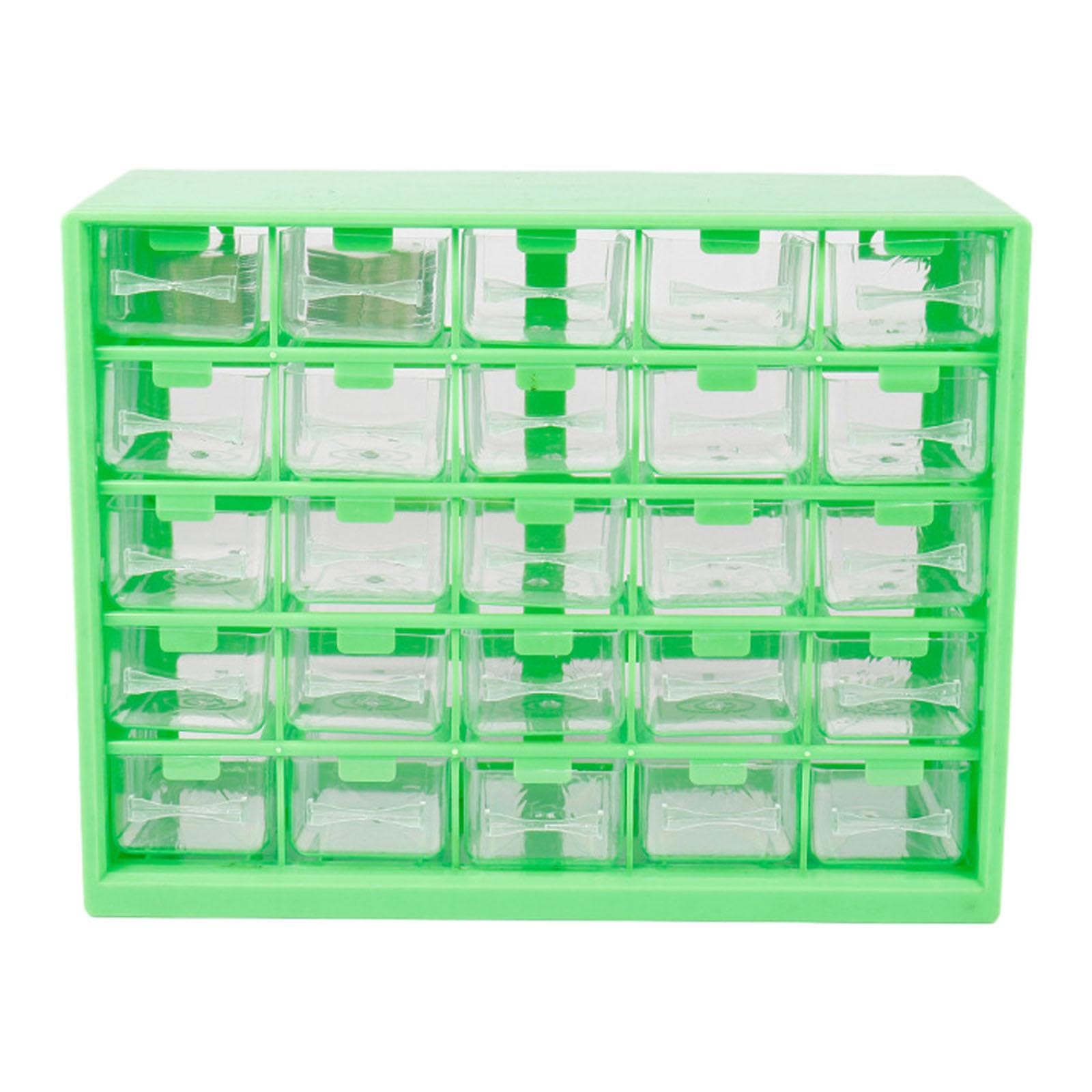 Organizer Componenti Armadietto Organizer Hardware con 25 Cassetti Contenitore Divisorio in PVC Resistente Porta Minuteria Adatto per Laboratorio, Verde