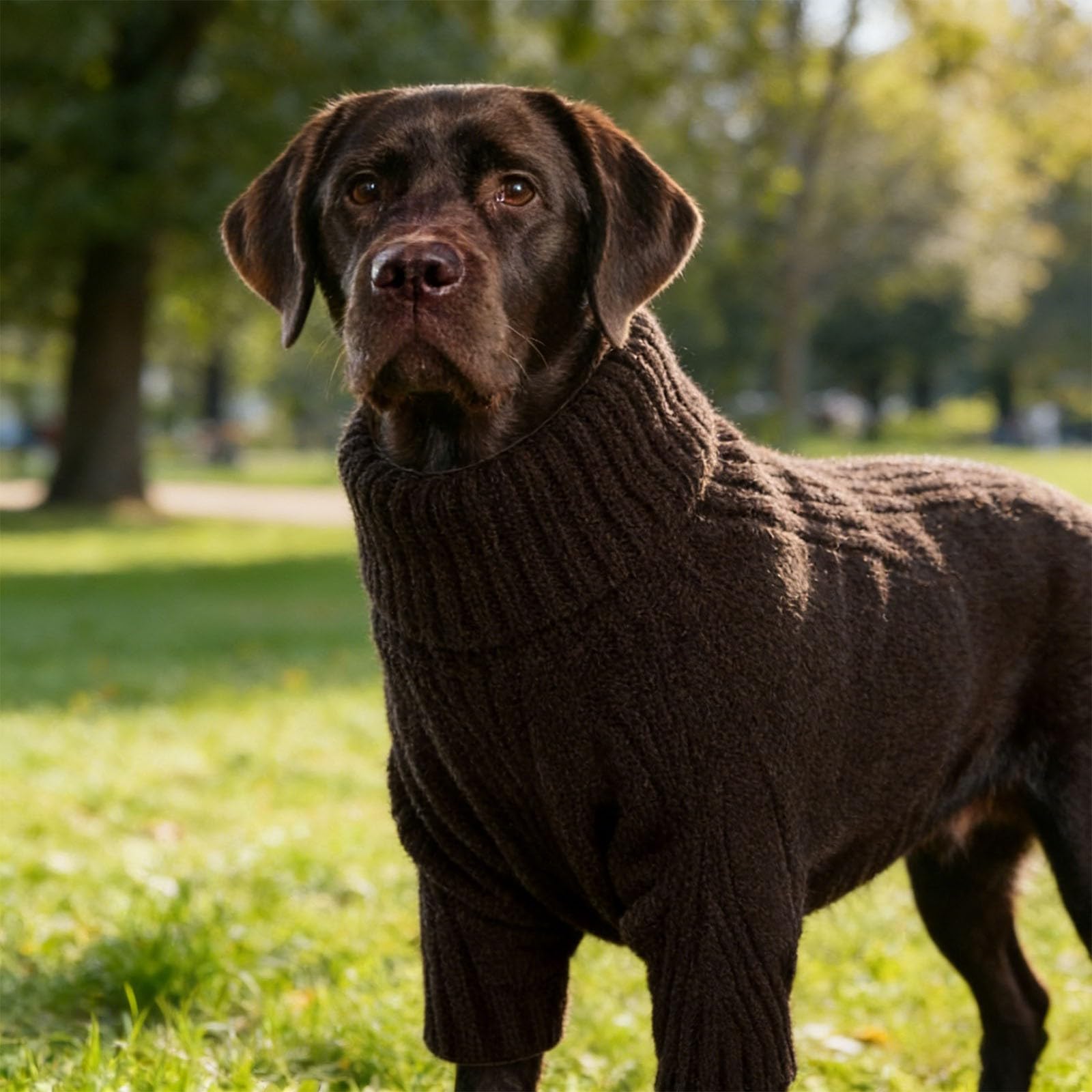Pull pour chien en tricot thermique - Grand pull à col roulé - Pour chiens extra grands - Élastique - Vêtement pour chien par temps froid (noir, L)
