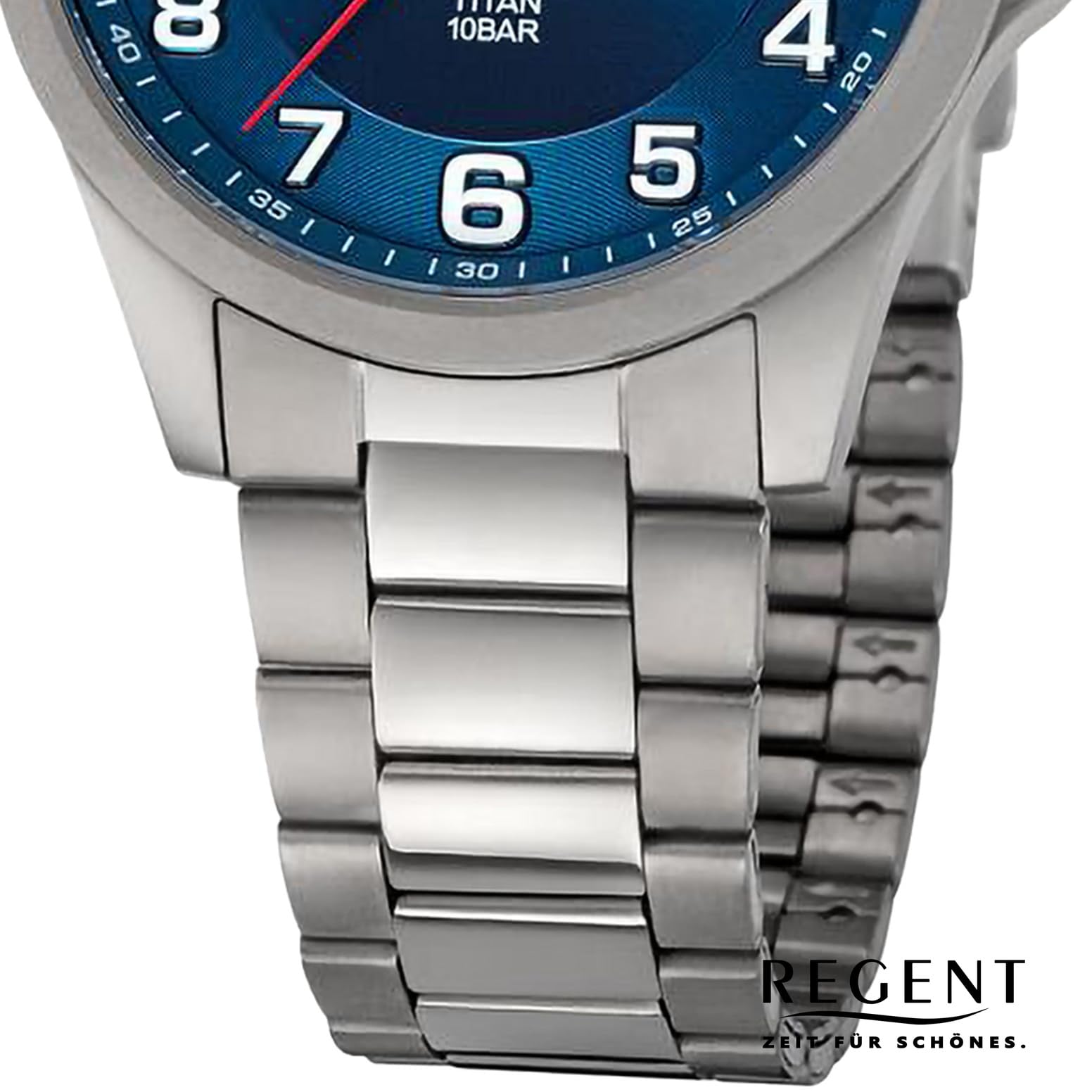 Regent Herren Armbanduhr in der Farbe Silber mit Armband aus Titan, Wasserdichtigkeit: 10 bar, Gehäusedurchmesser: 39 mm, 11090371