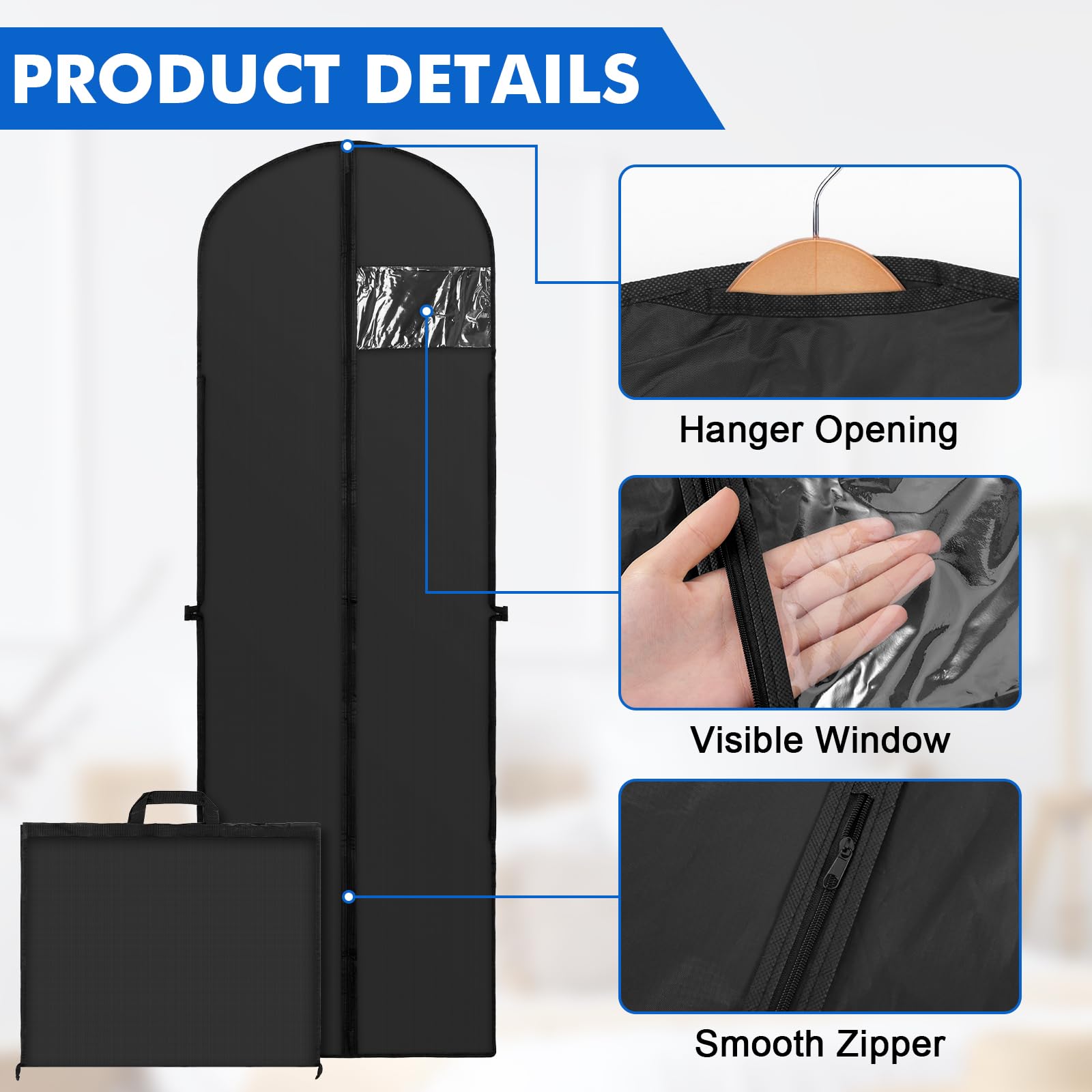 4 Pezzi Porta Abiti da Viaggio, 180x60 cm Custodie per Abiti, Copriabiti da Armadio Impermeabilità All'umidità, Borsa per Abiti da Sposa, Copriabiti Antipolvere per Cappotti, Giacca, Camicie e Altro